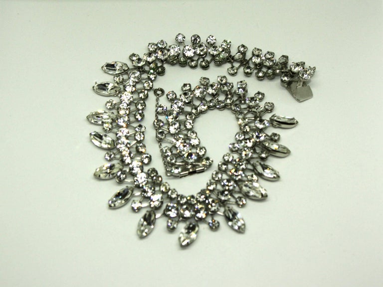 Mid-1940's Clear Crystal Necklace by Eisenberg For Sale at 1stDibs