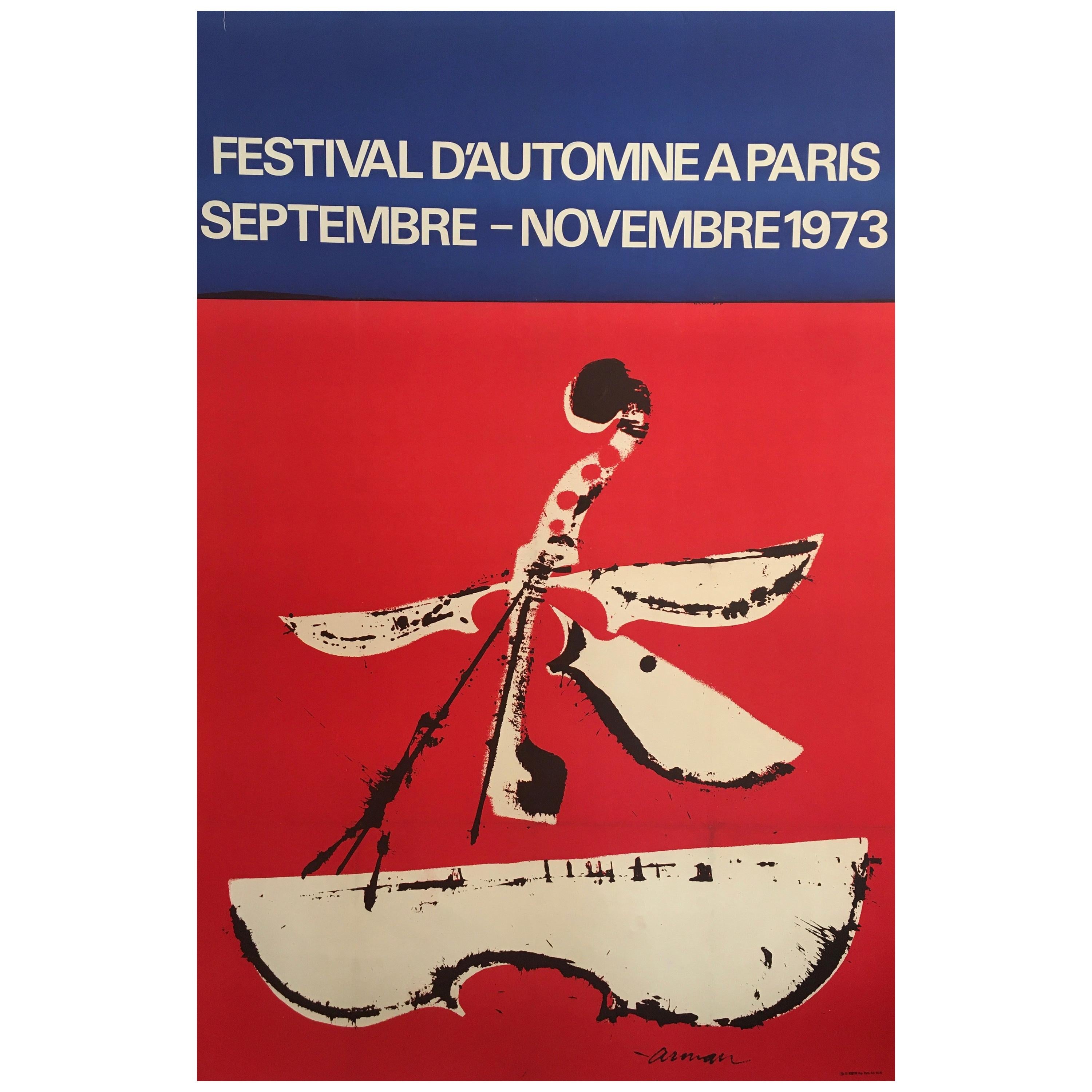 Affiche vintage originale du Festival français d'automne du milieu des années 1970, Festival d'automne, 1973