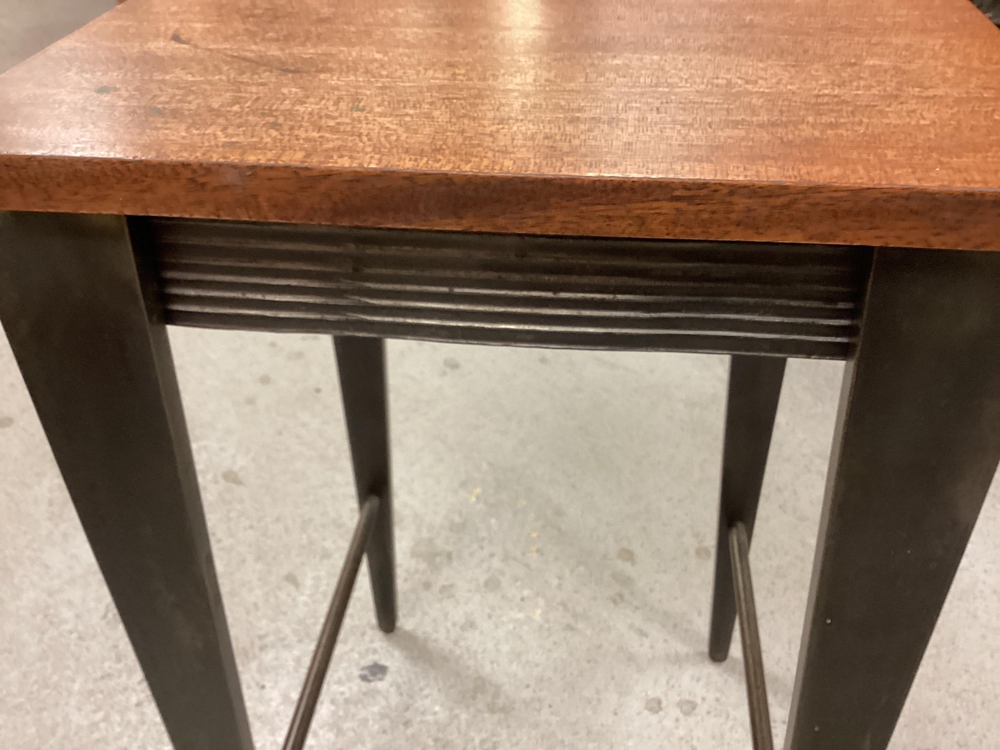 Mid 1980s Wood and Steel Table by Will Stone In Distressed Condition For Sale In Bridgeport, CT