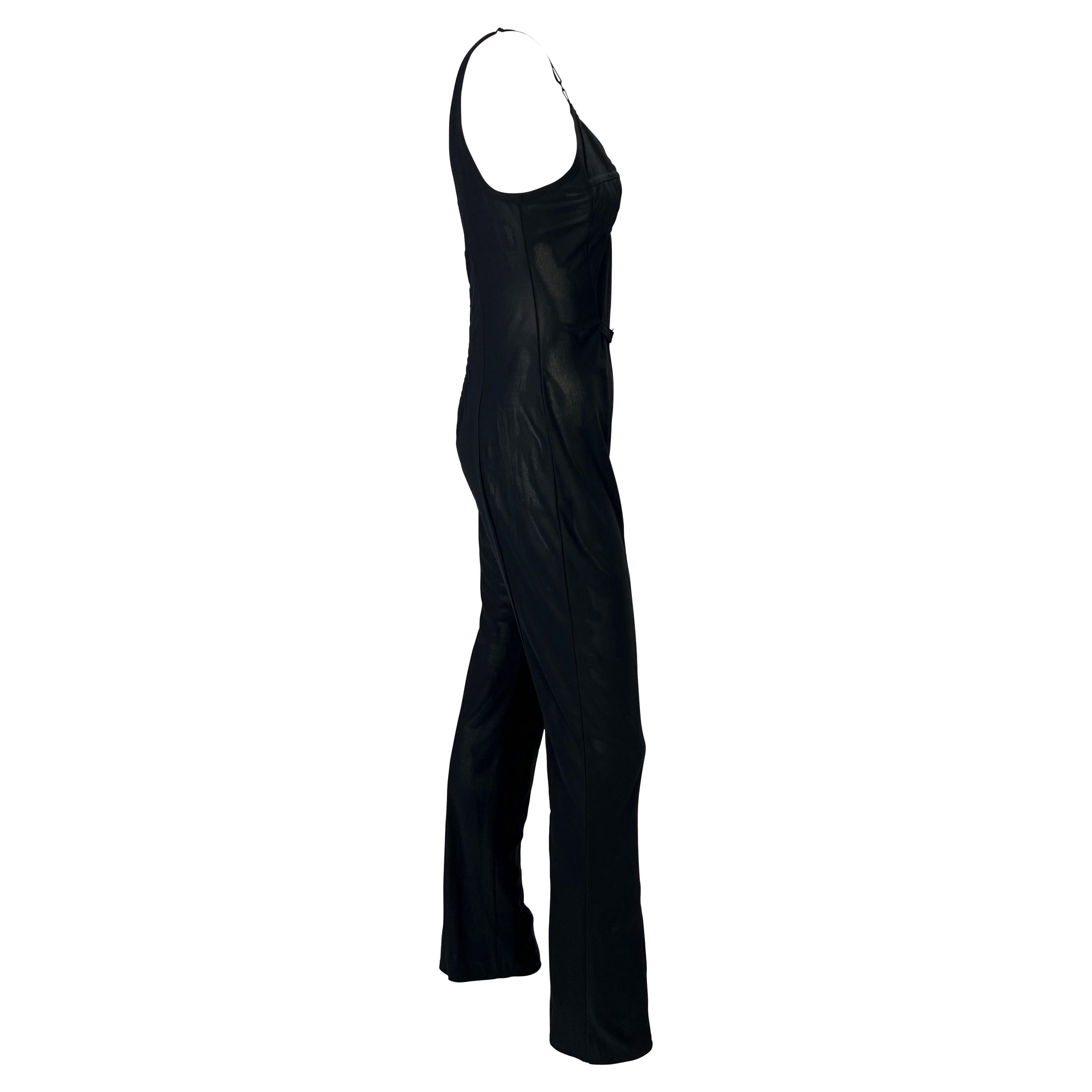 Mitte der 1990er Jahre Dolce & Gabbana Logo Schwarz Bustier Korsett Sheer Stretch Catsuit  Damen im Angebot