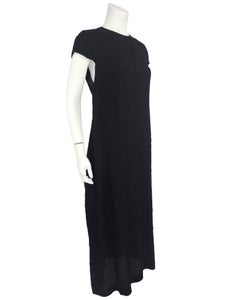 Mid 1990s Dries Van Noten Black Brocade Dress with Tie-Back Detail