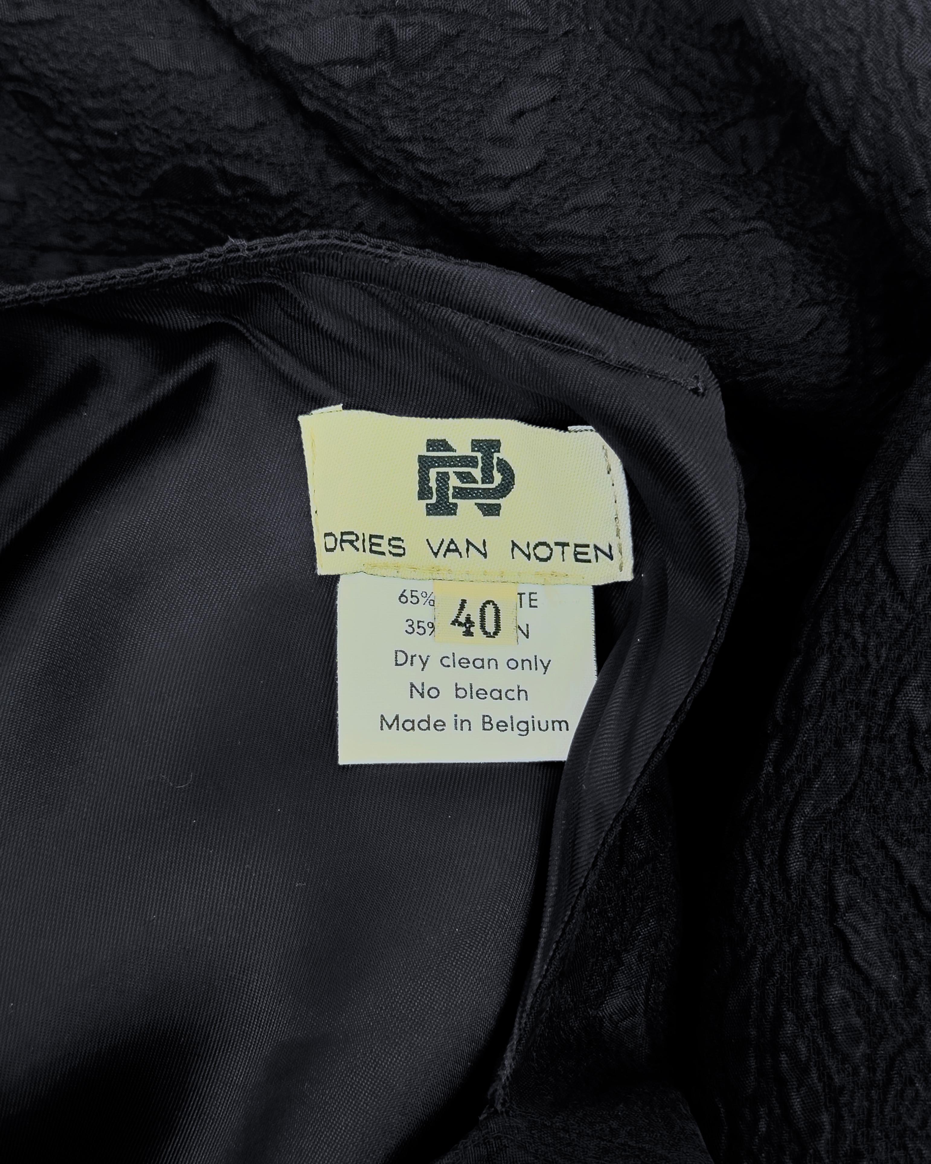 Mid 1990s Dries Van Noten Black Brocade Dress with Tie-Back Detail For Sale 2