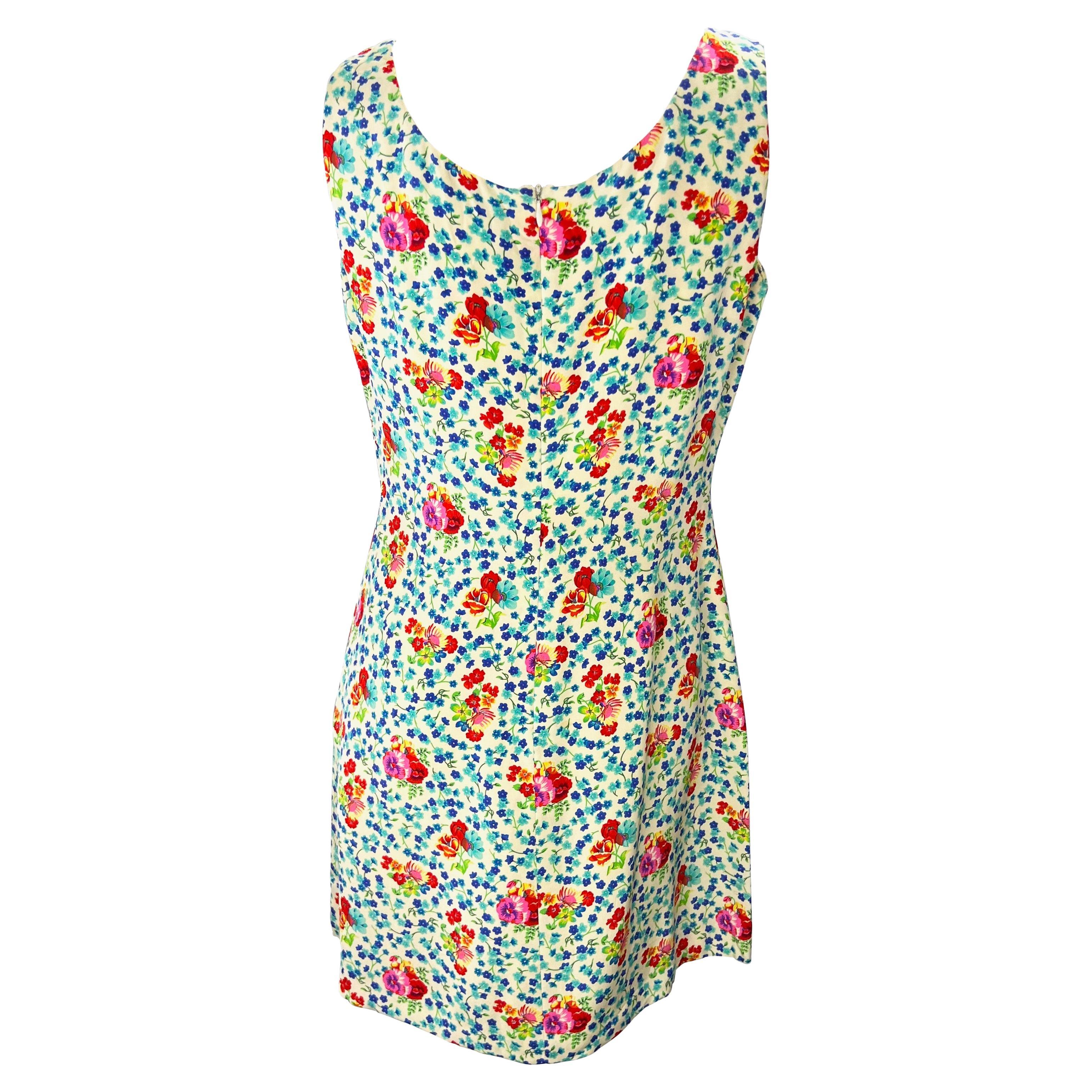 Vestido floral sin mangas Gianni Versace Couture de mediados de los 90 en Bastante bueno estado para la venta en West Hollywood, CA