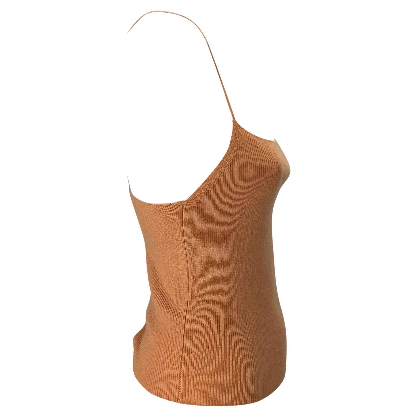 Mid 1990s Gucci by Tom Ford Peach Knit Lace Up Sweater Tank Top For Sale 1