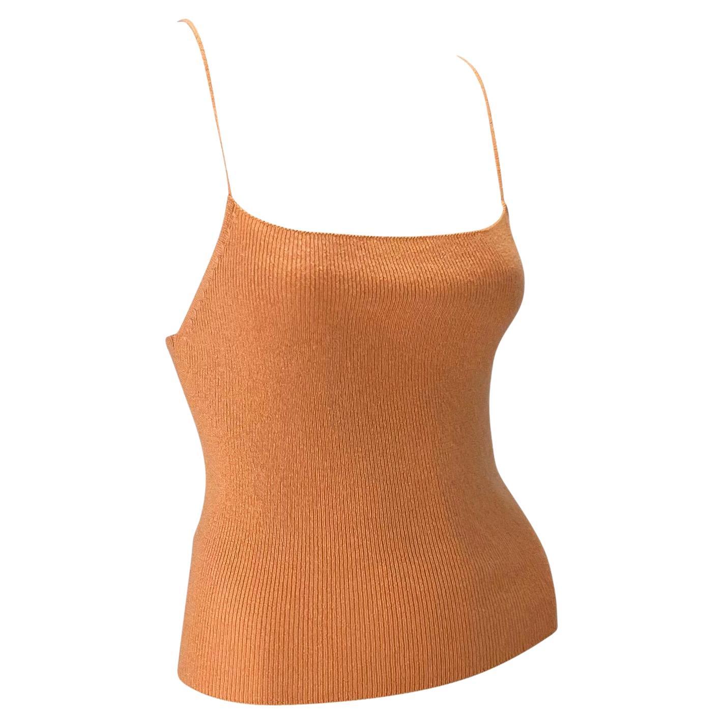 Mid 1990s Gucci by Tom Ford Peach Knit Lace Up Sweater Tank Top For Sale 2