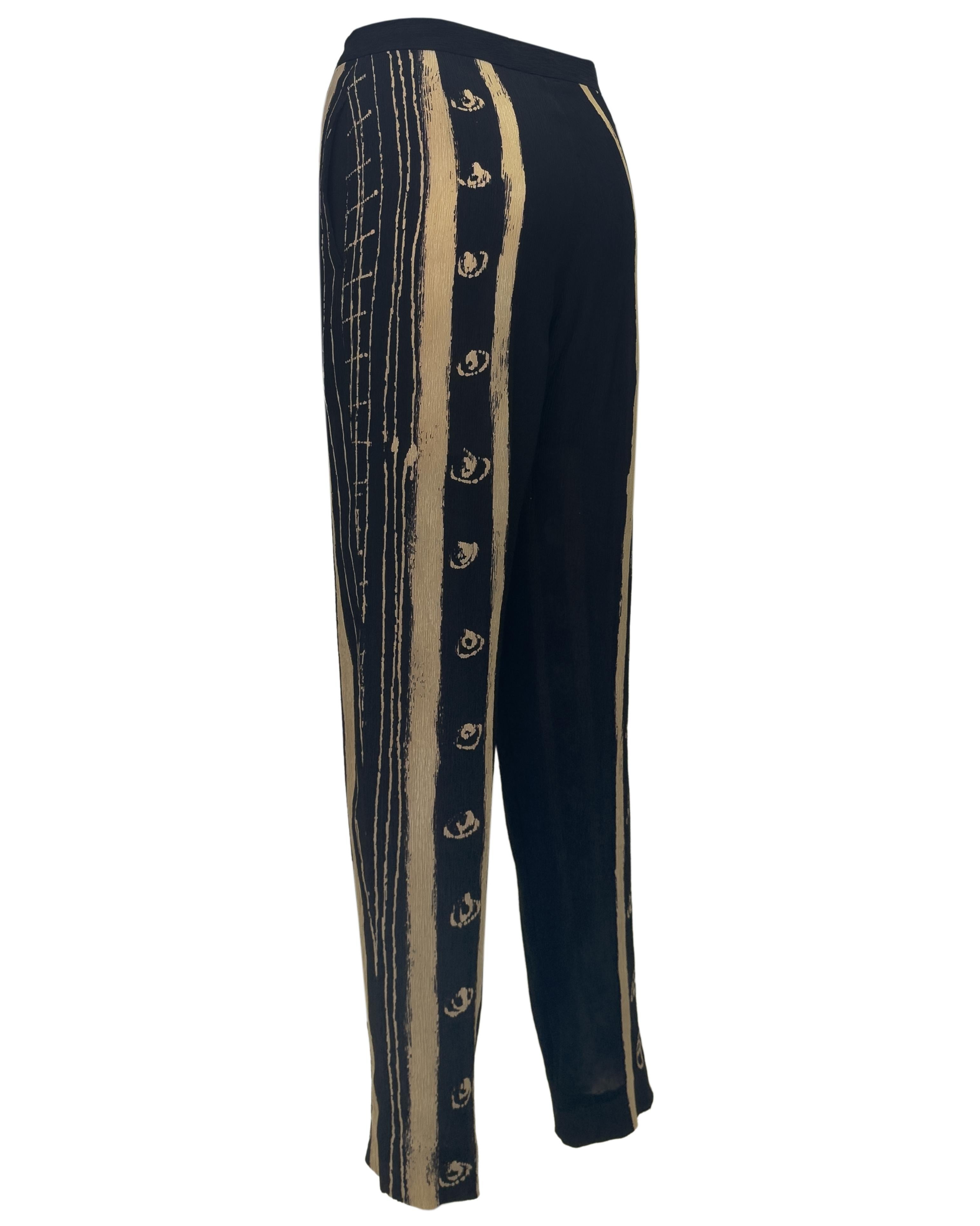 Mid 1990s Issey Miyake Black and Beige Plisse Pants (Schwarz) im Angebot