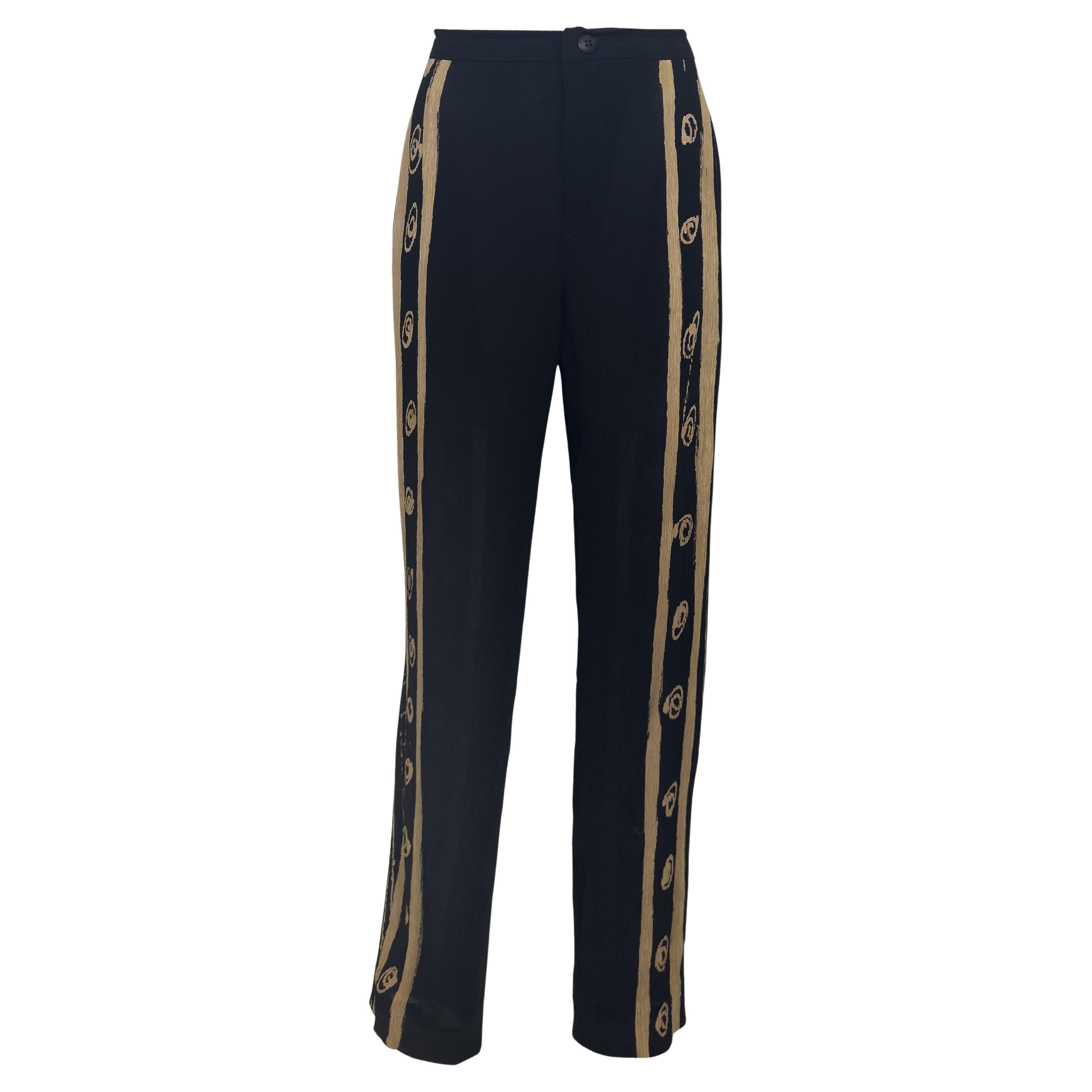 Mid 1990s Issey Miyake Black and Beige Plisse Pants im Angebot