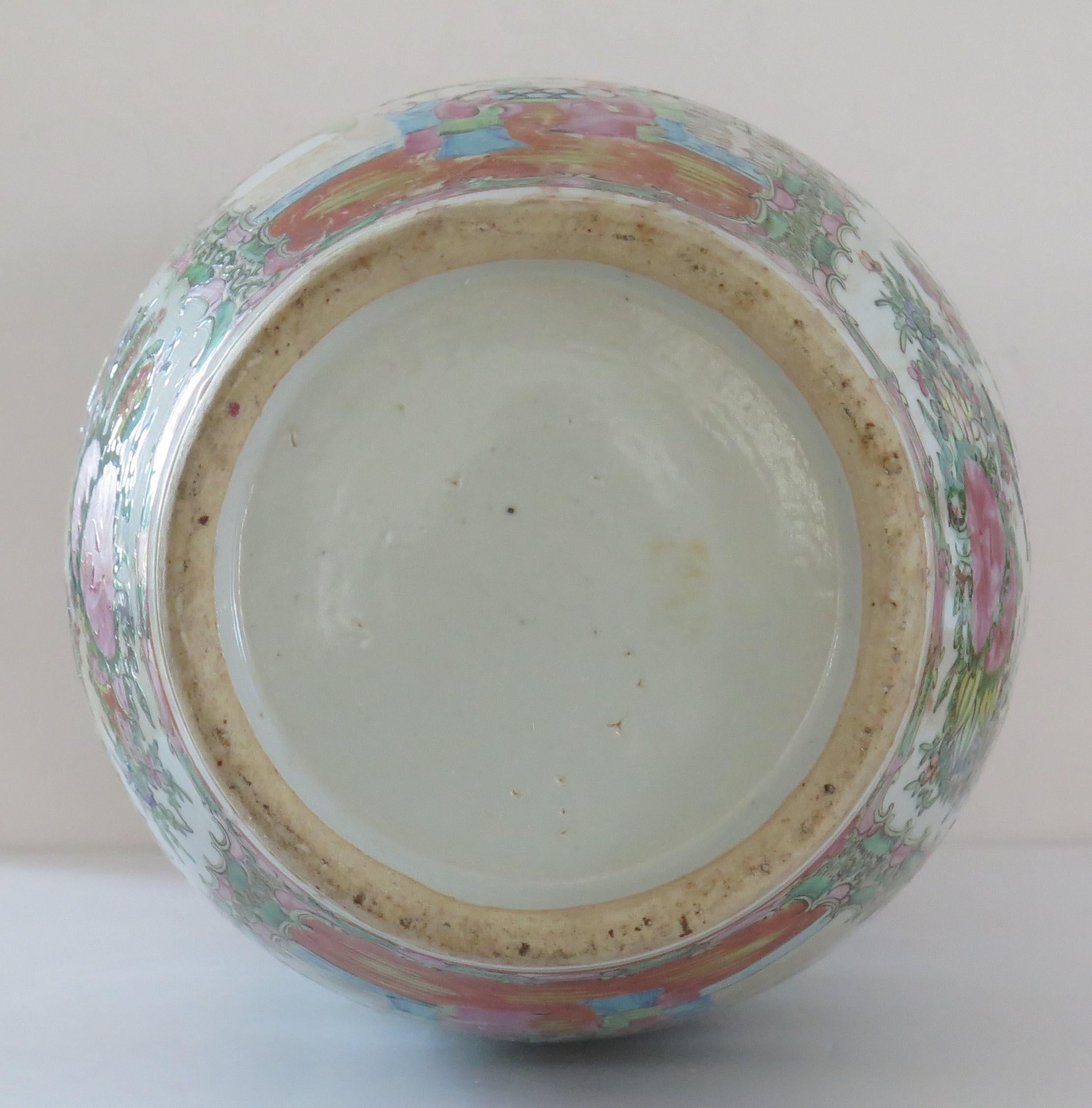 Große chinesische Export-Vase mit Rosenmedaillon aus Porzellan, Qing, um 1850 im Angebot 6