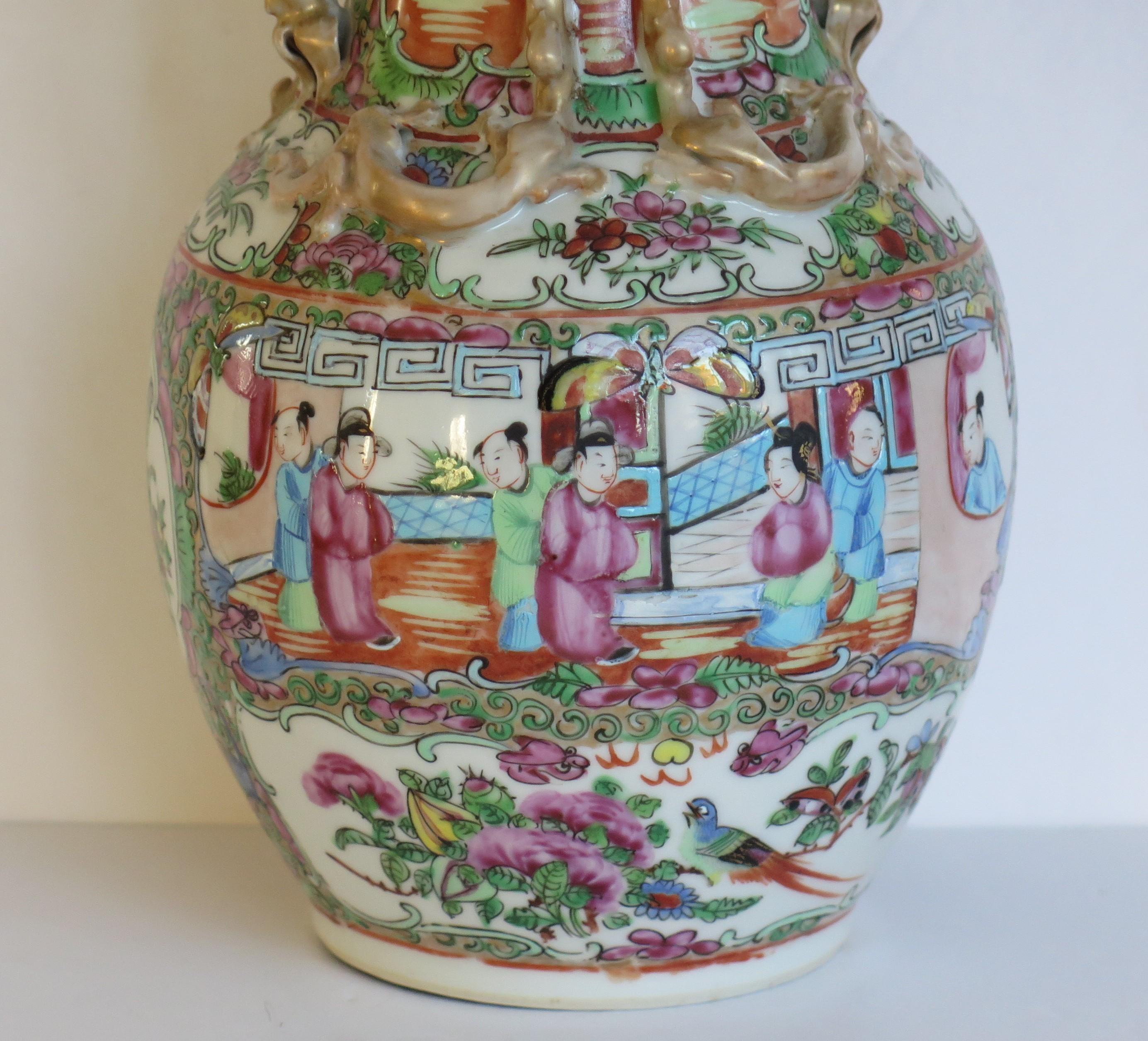 19th Century Chinese Export Vase Rose Medallion Porcelain, Qing Ca. 1850