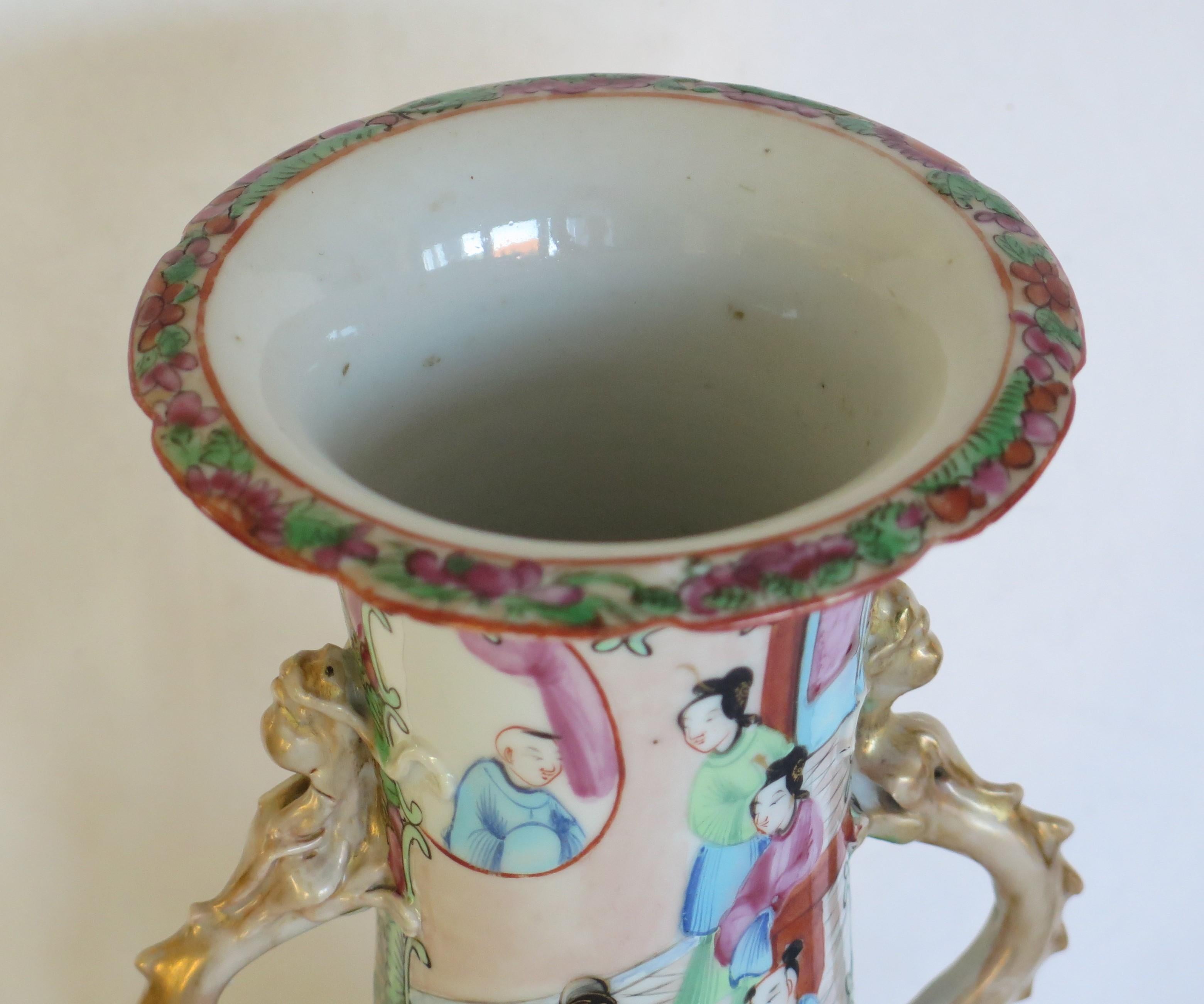 Chinese Export Vase Rose Medallion Porcelain, Qing Ca. 1850 1