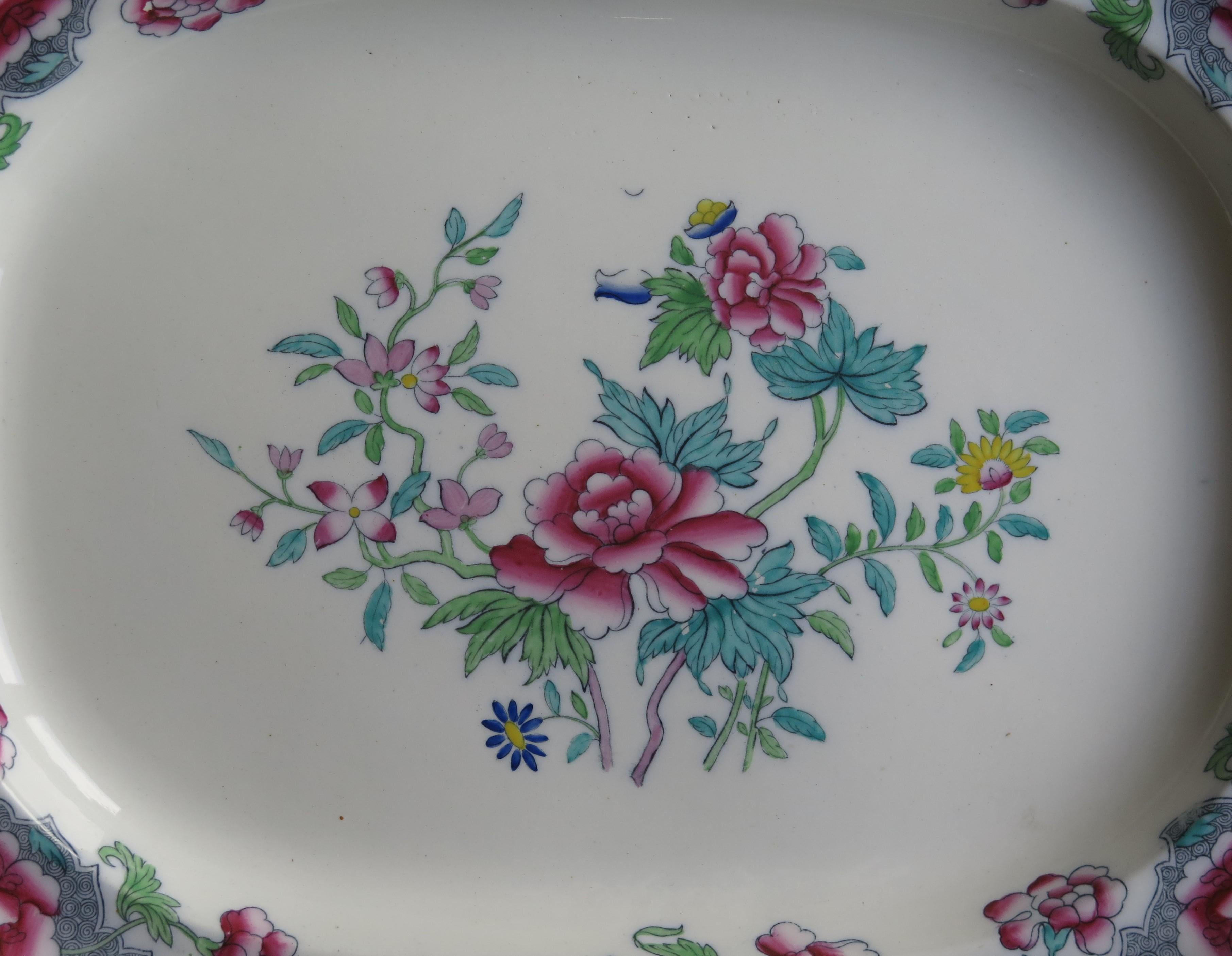 English Mid 19th C Copeland / Spode Large Platter or Meat Plate pattern 8036, Ca 1850 For Sale