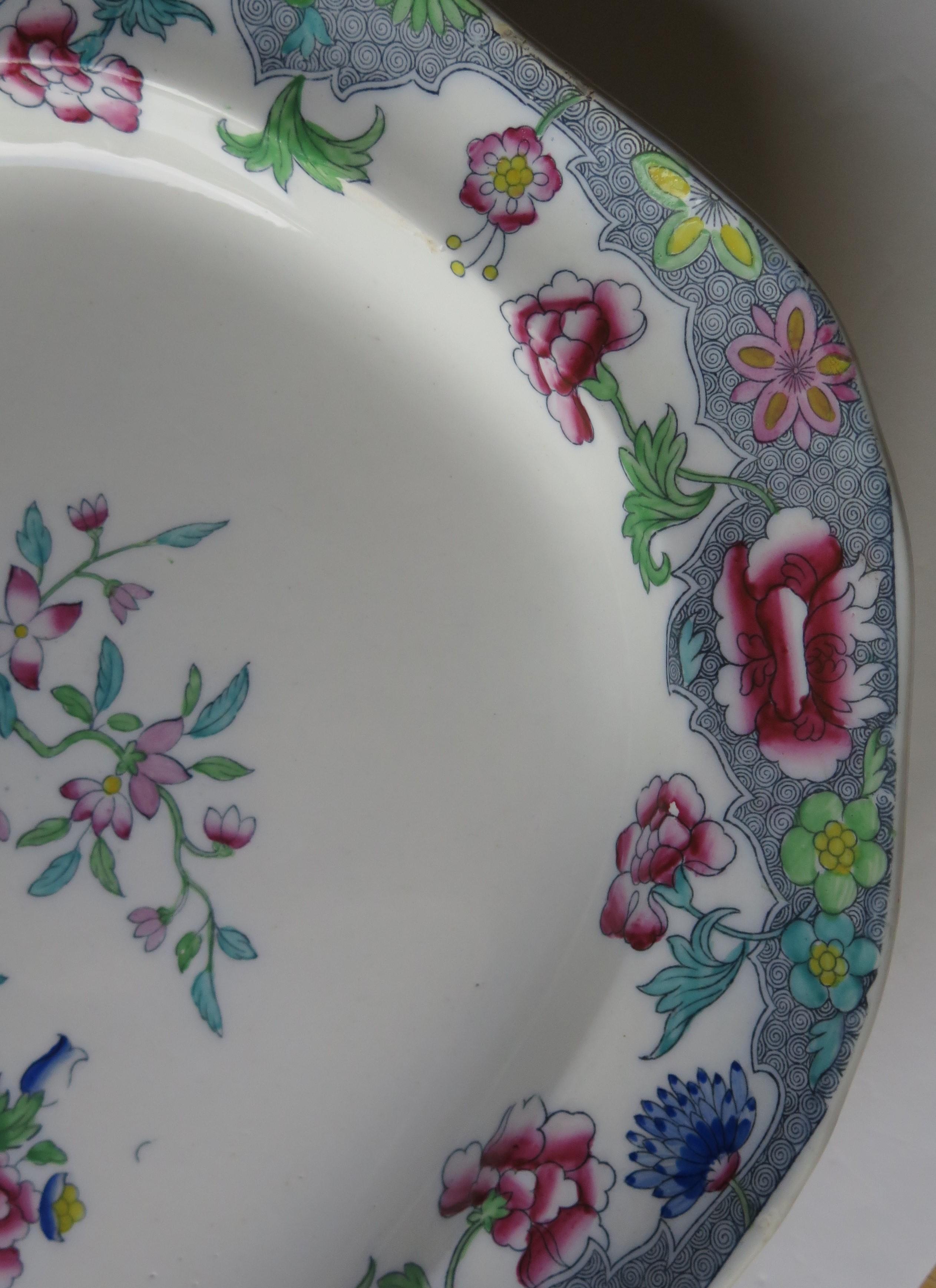 Hand-Painted Mid 19th C Copeland / Spode Large Platter or Meat Plate pattern 8036, Ca 1850 For Sale