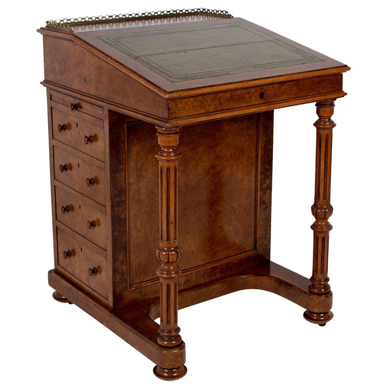 Mid19th Century Davenport Desk in Walnut Burl, Satinwood and Ebony For