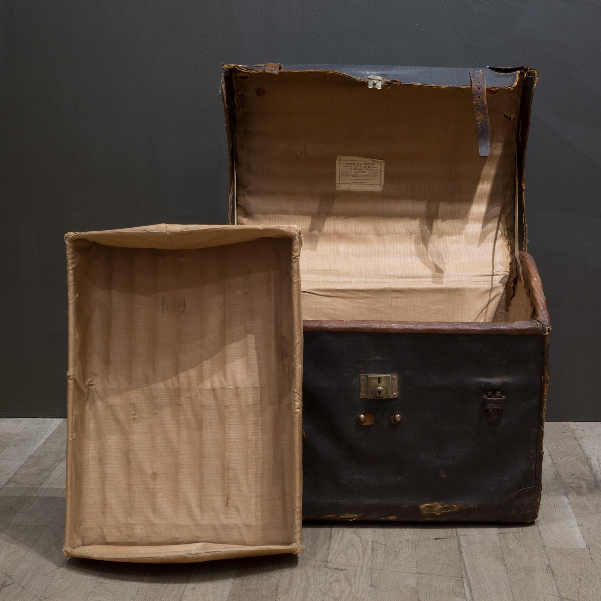 Mid 19th c. English Canvas Dome Travel Trunk c.1850 6