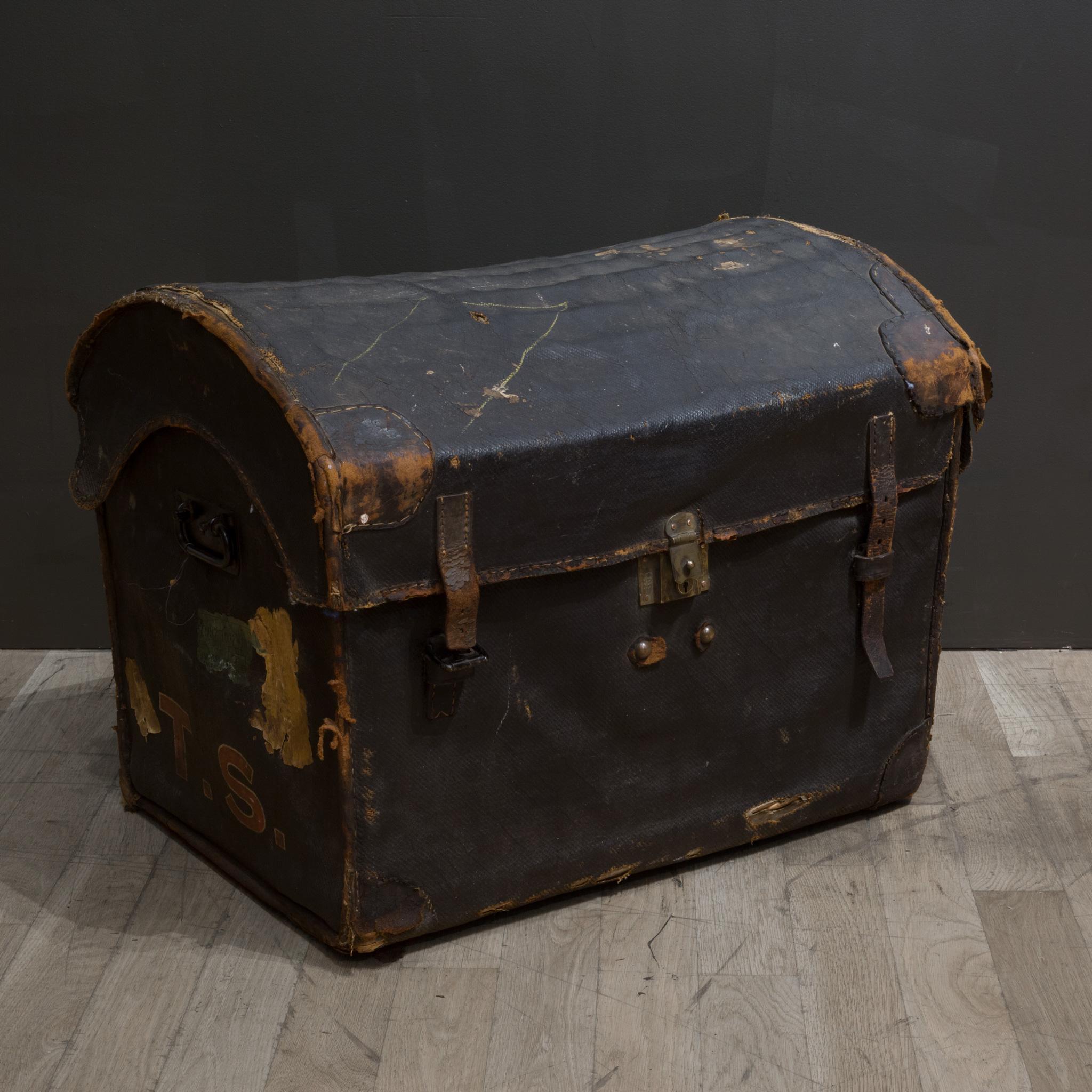 Victorian Mid 19th c. English Canvas Dome Travel Trunk c.1850