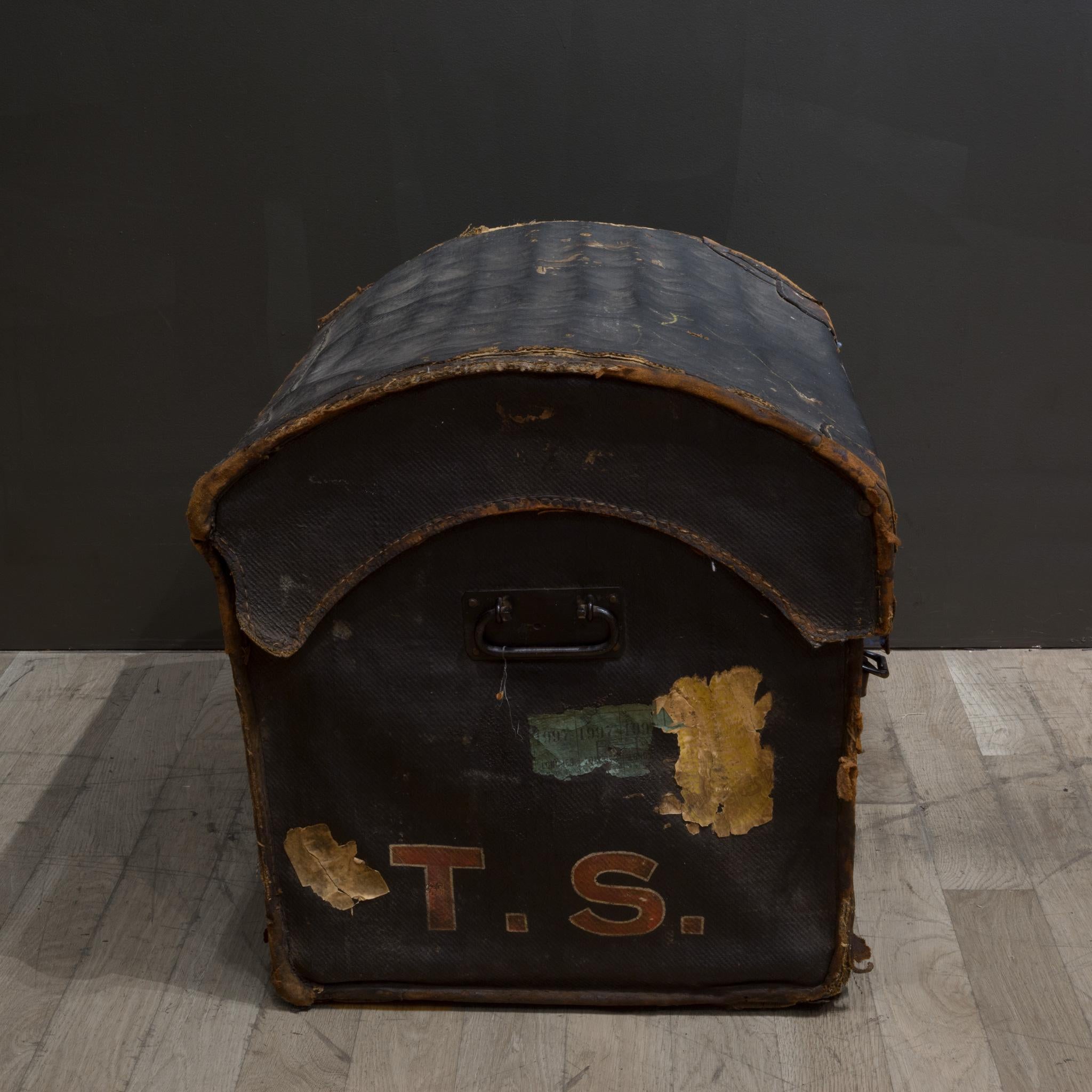 19th Century Mid 19th c. English Canvas Dome Travel Trunk c.1850