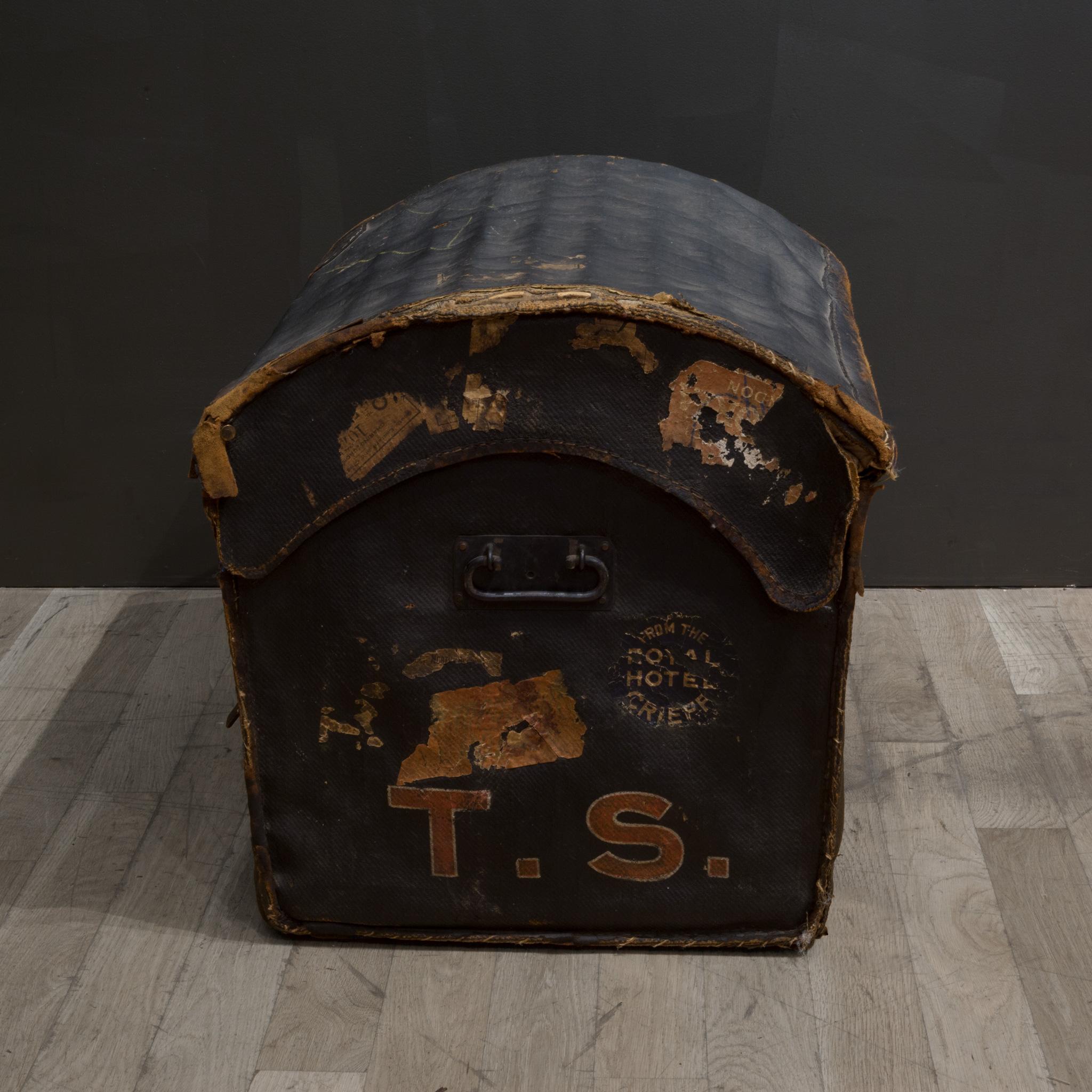 Mid 19th c. English Canvas Dome Travel Trunk c.1850 1