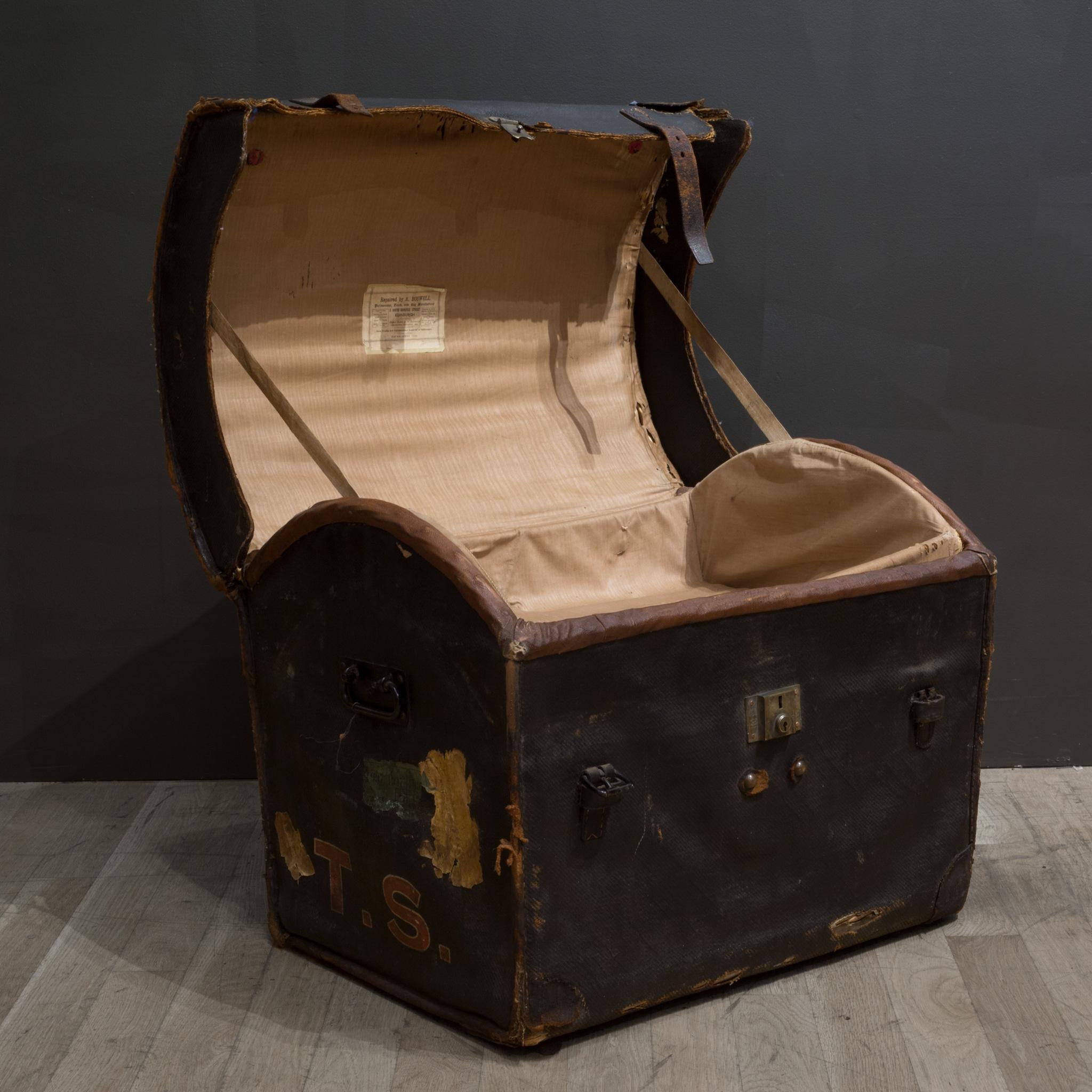 Mid 19th c. English Canvas Dome Travel Trunk c.1850 2