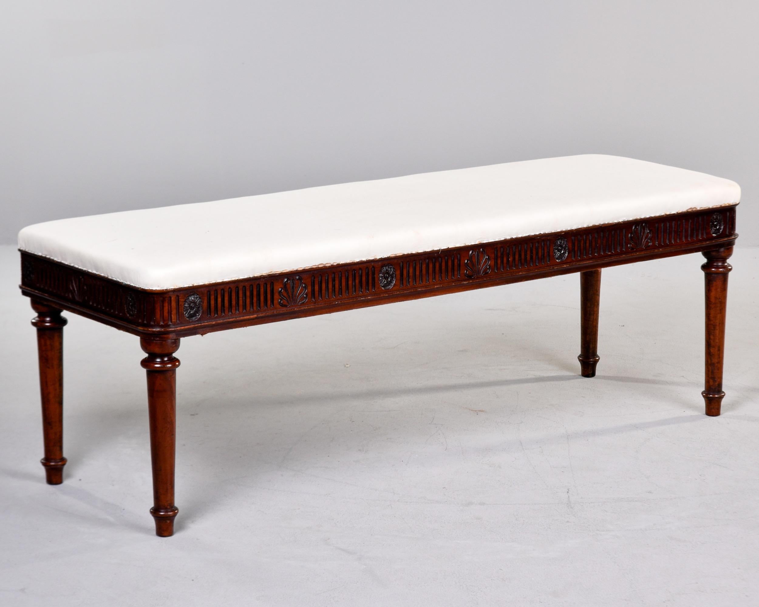 Mid 19th C English Upholstered Mahogany Window Seat with Reeded Detail   For Sale 5