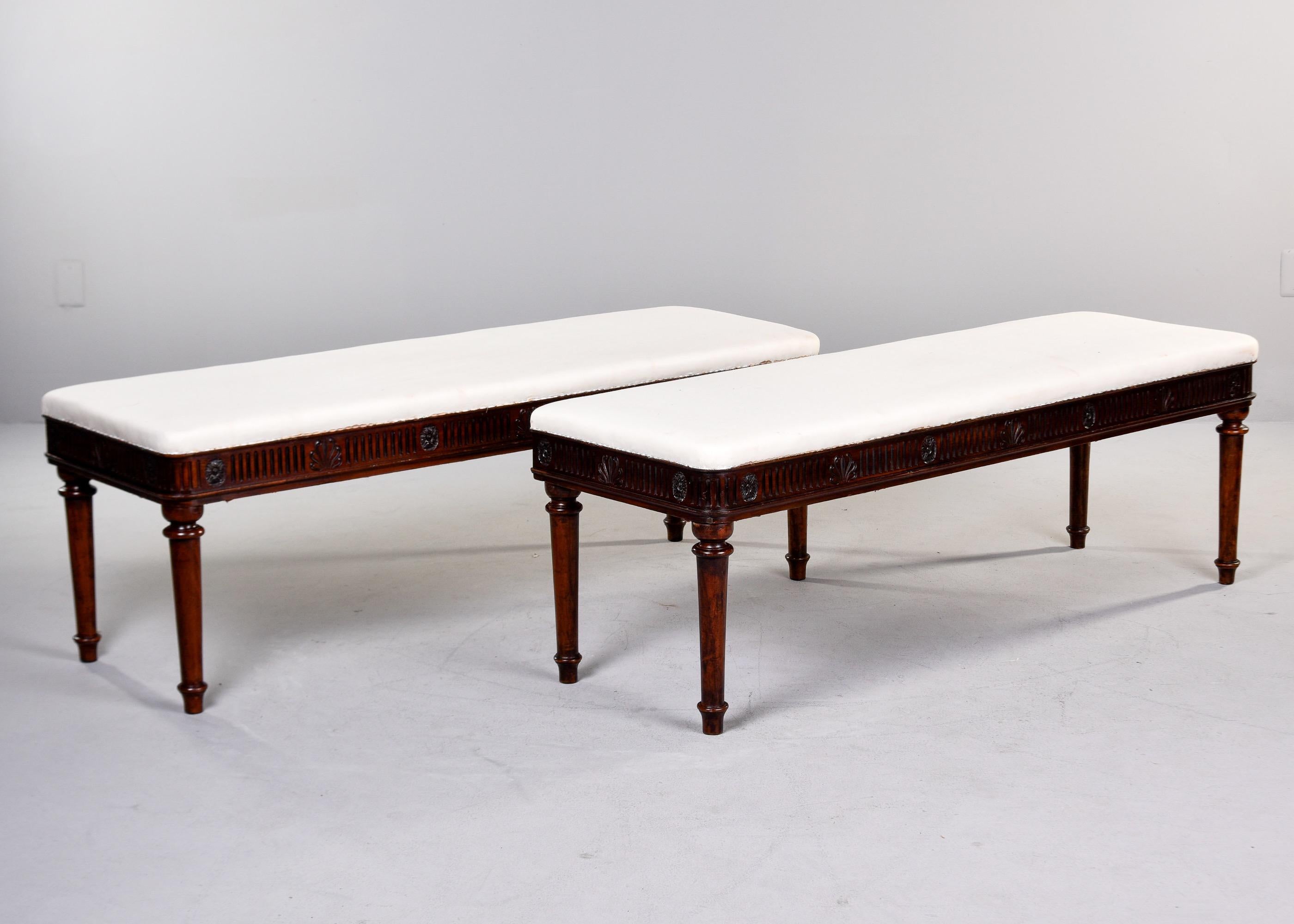 Mid 19th C English Upholstered Mahogany Window Seat with Reeded Detail   For Sale 6