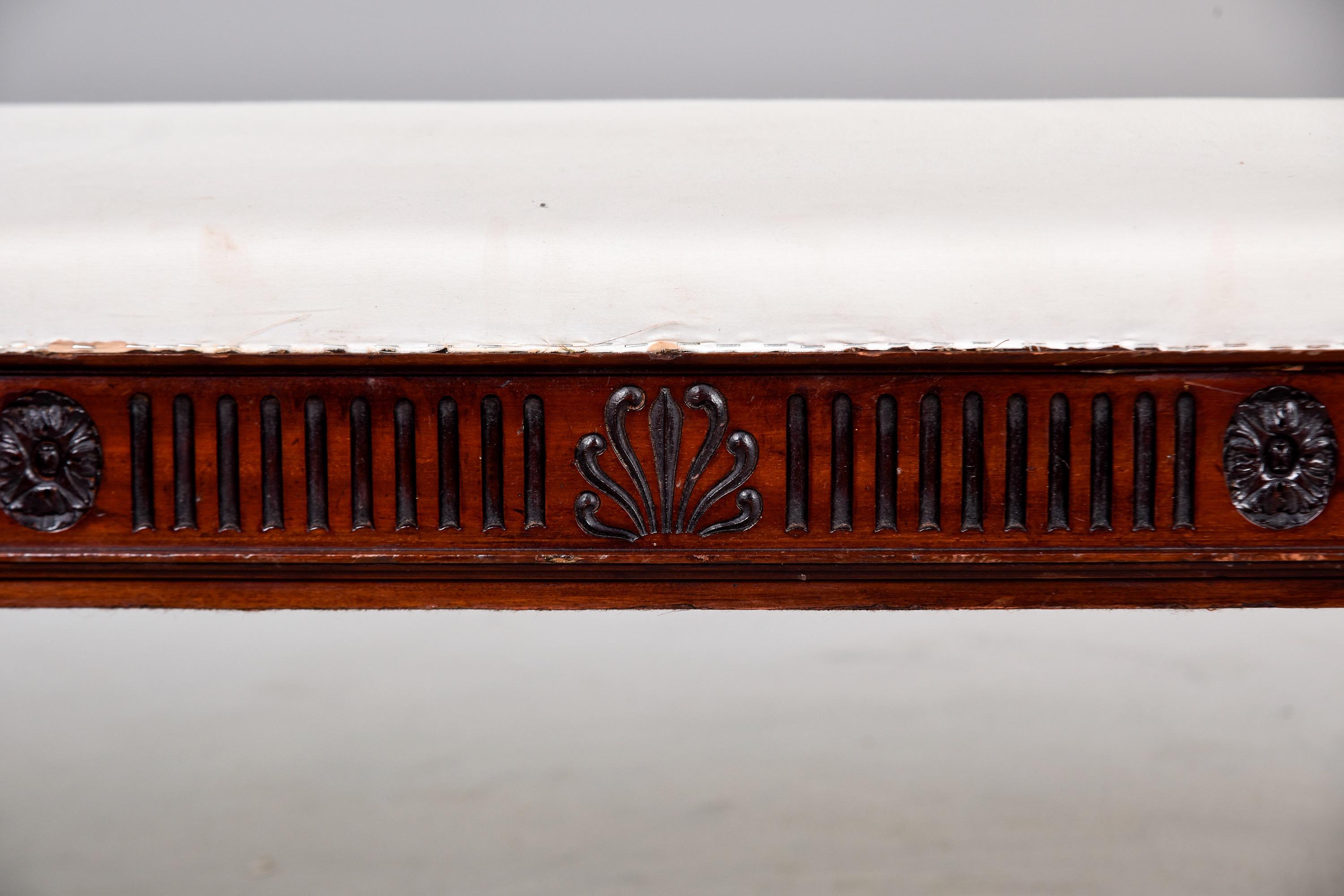 Upholstery Mid 19th C English Upholstered Mahogany Window Seat with Reeded Detail   For Sale