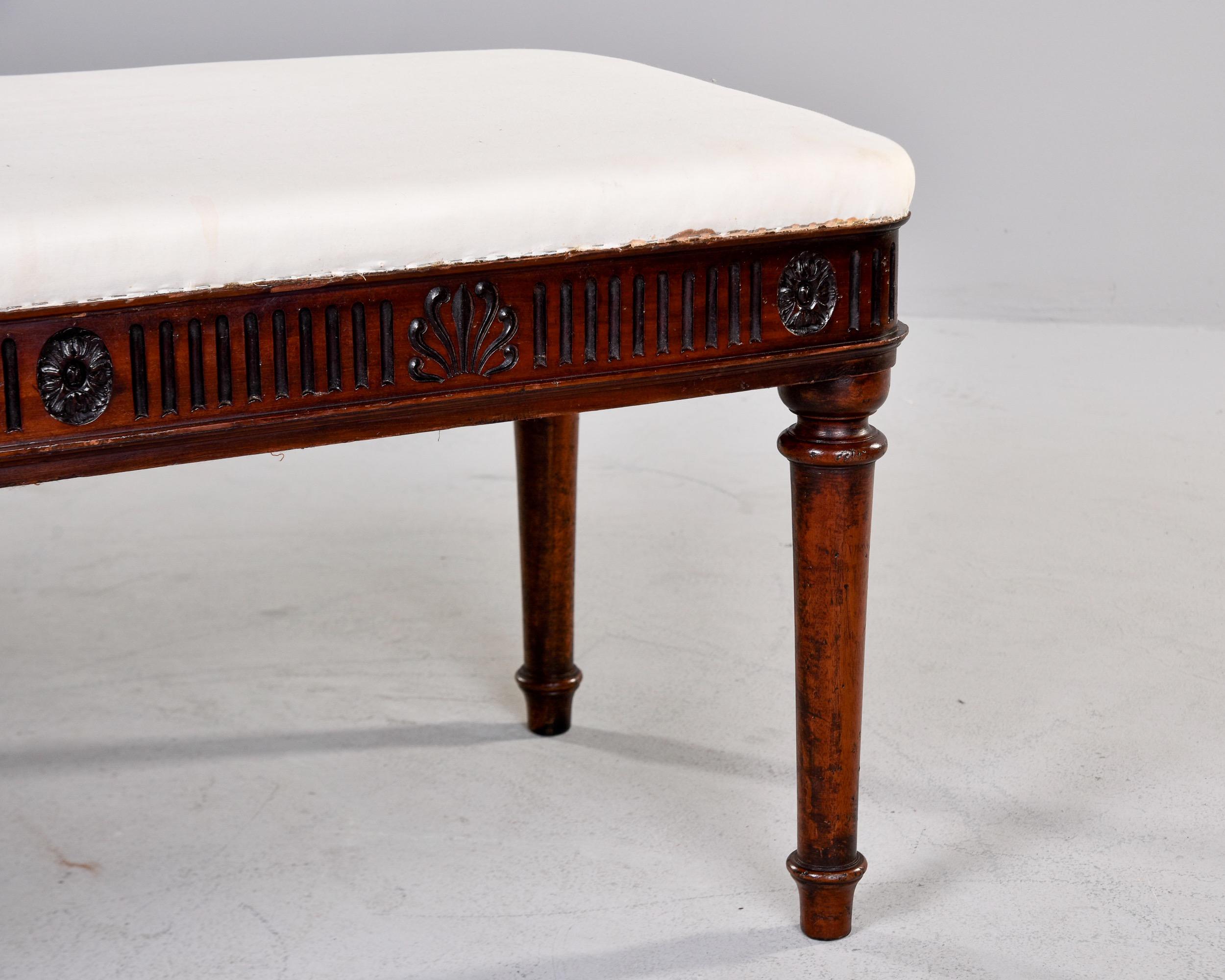 Mid 19th C English Upholstered Mahogany Window Seat with Reeded Detail   For Sale 1