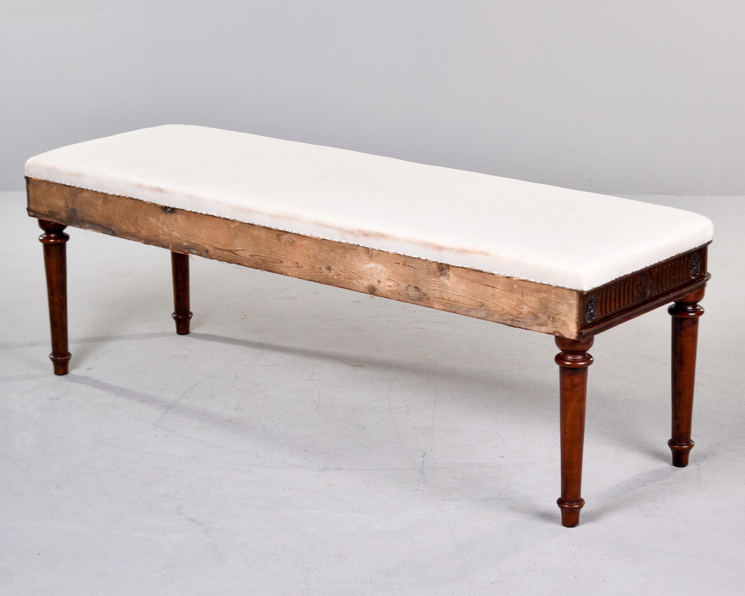 Mid 19th C English Upholstered Mahogany Window Seat with Reeded Detail   For Sale 3