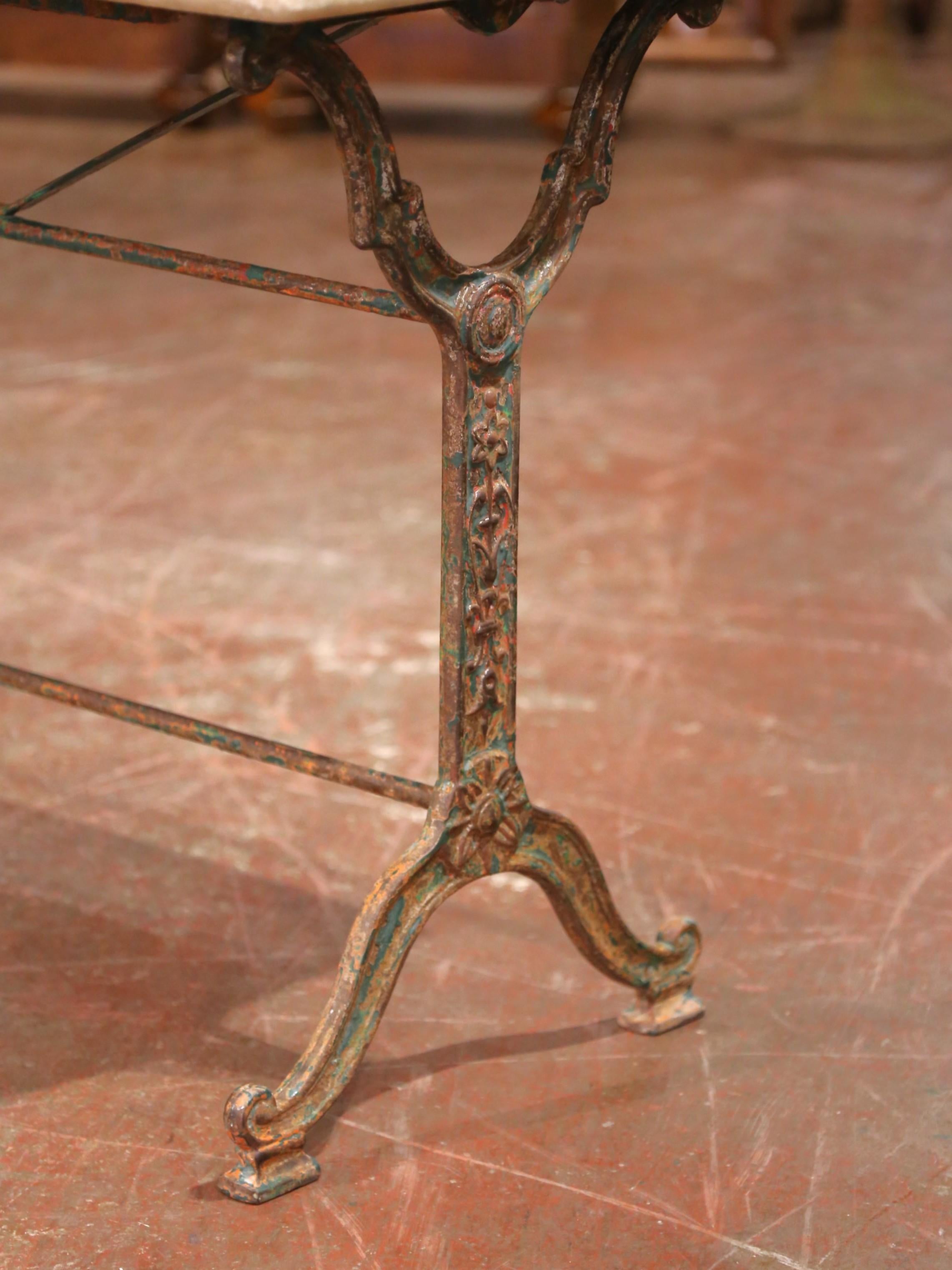 Mid-19th C. French Cast Iron Three-Leg Pastry Table with Original Marble Top In Excellent Condition For Sale In Dallas, TX