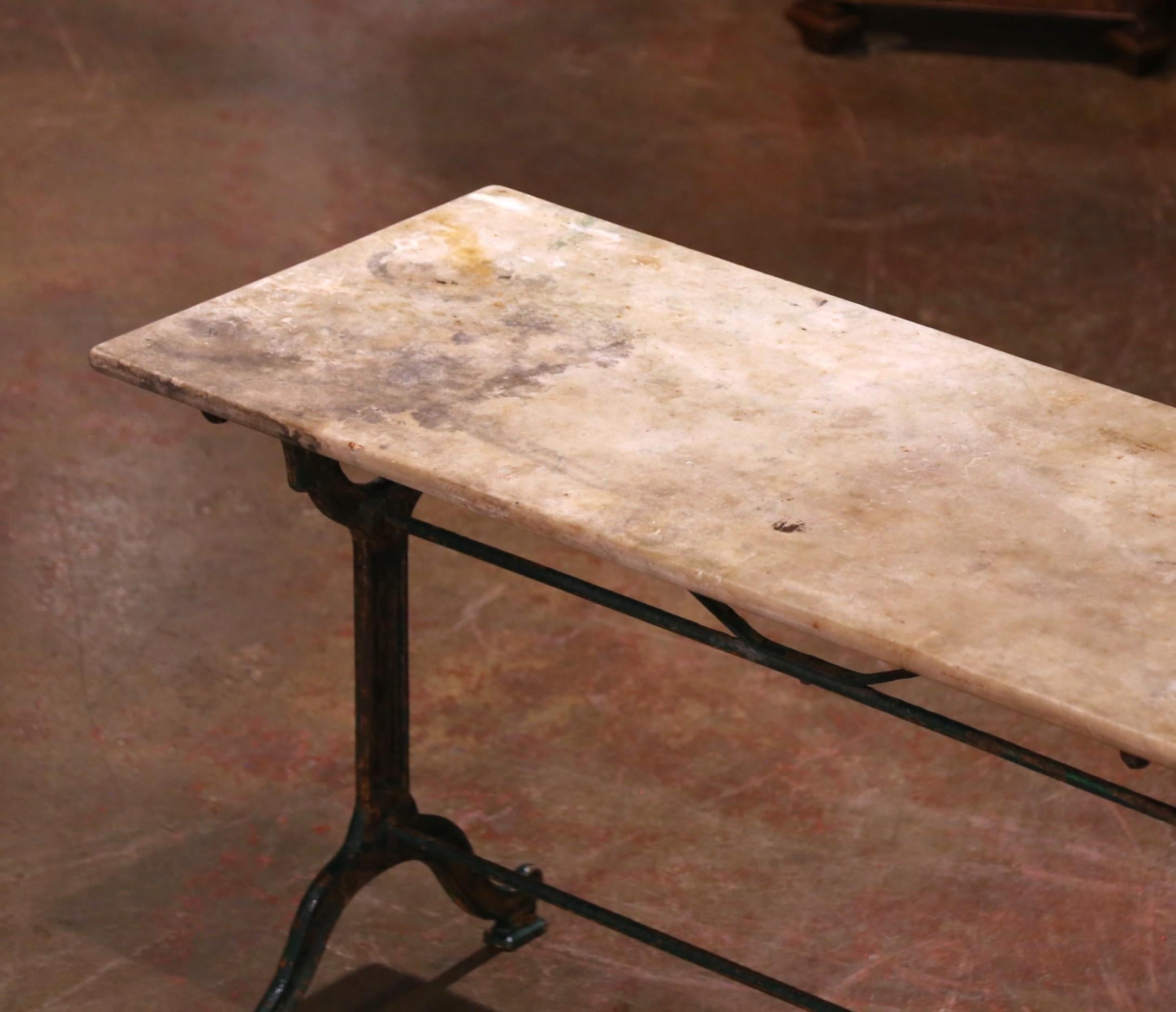 Mid-19th C. French Cast Iron Three-Leg Pastry Table with Original Marble Top For Sale 1