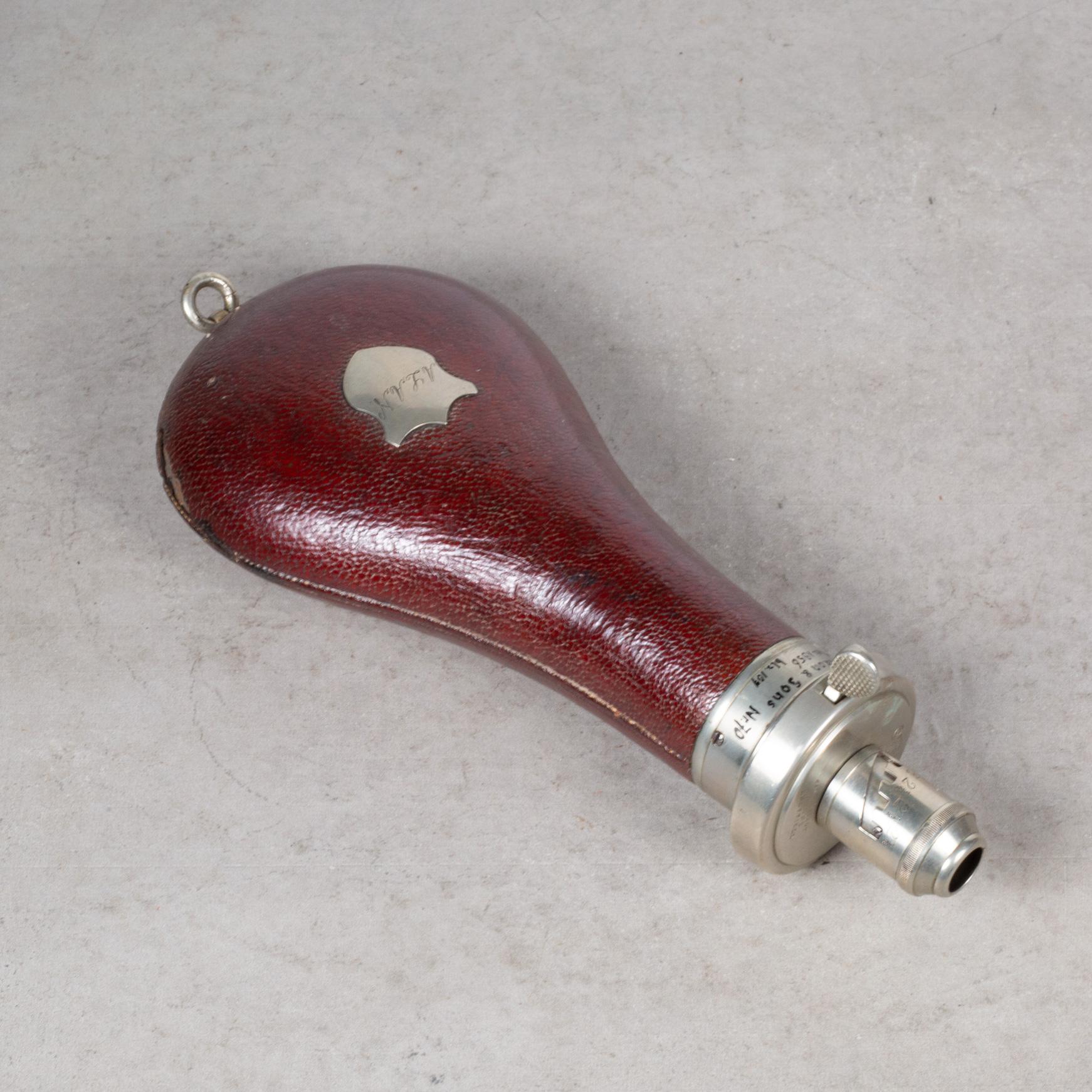 Victorian Mid-19th Century French Gun Powder Flask, circa 1856 For Sale