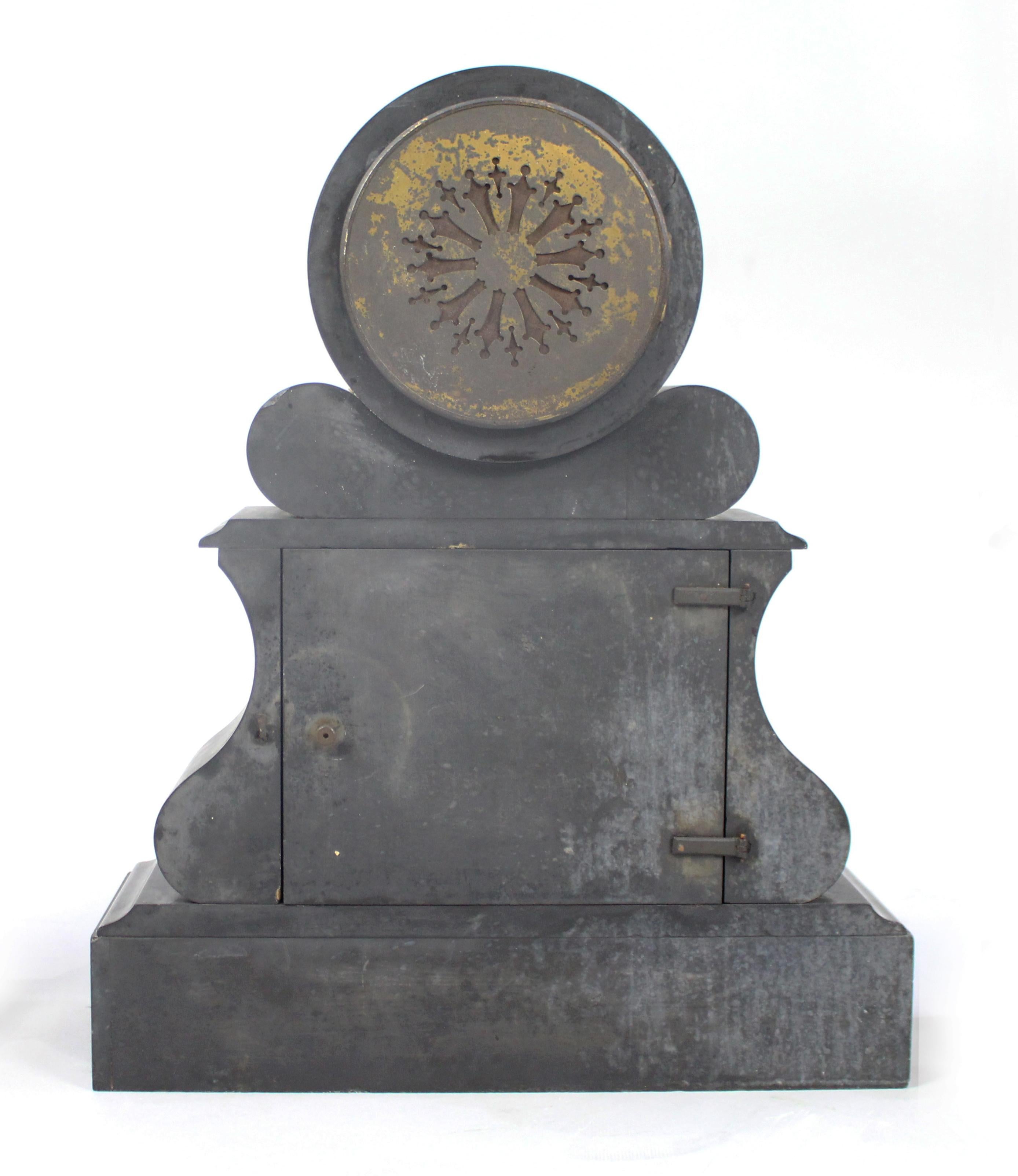 Mid-19th Century French Japy Freres Black Marble Garniture Clock Set For Sale 7