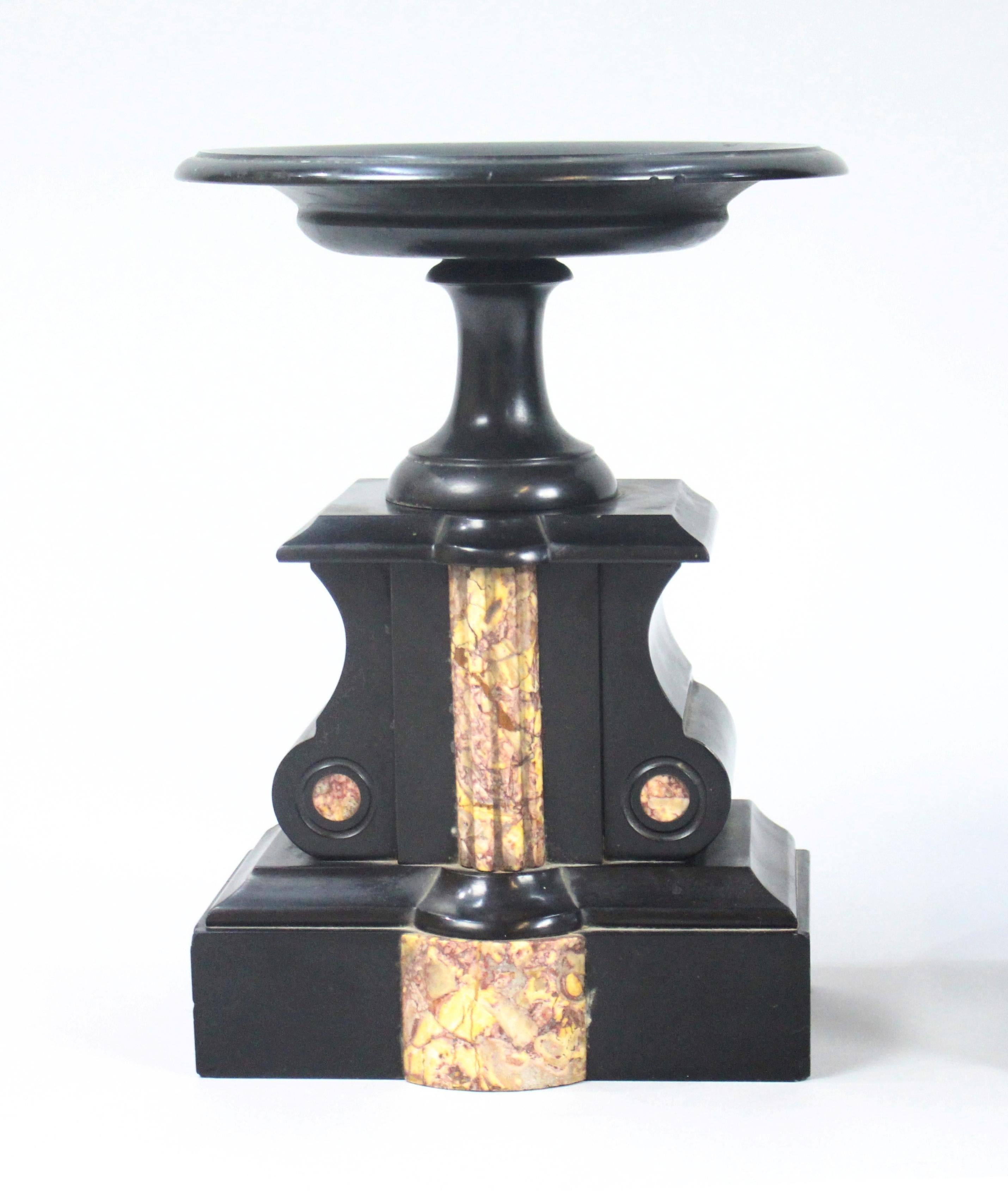 Mid-19th Century French Japy Freres Black Marble Garniture Clock Set For Sale 4