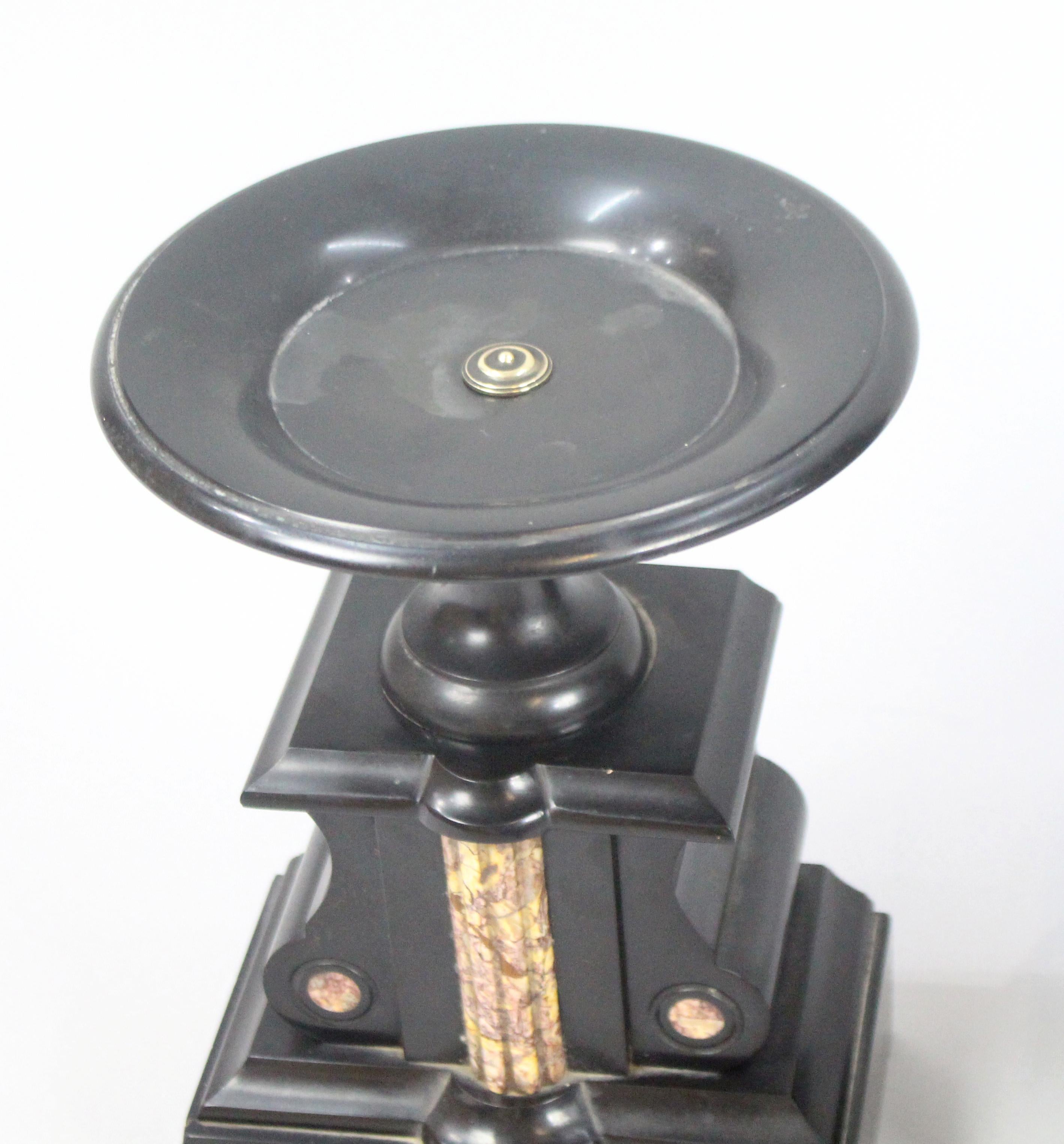Mid-19th Century French Japy Freres Black Marble Garniture Clock Set For Sale 5