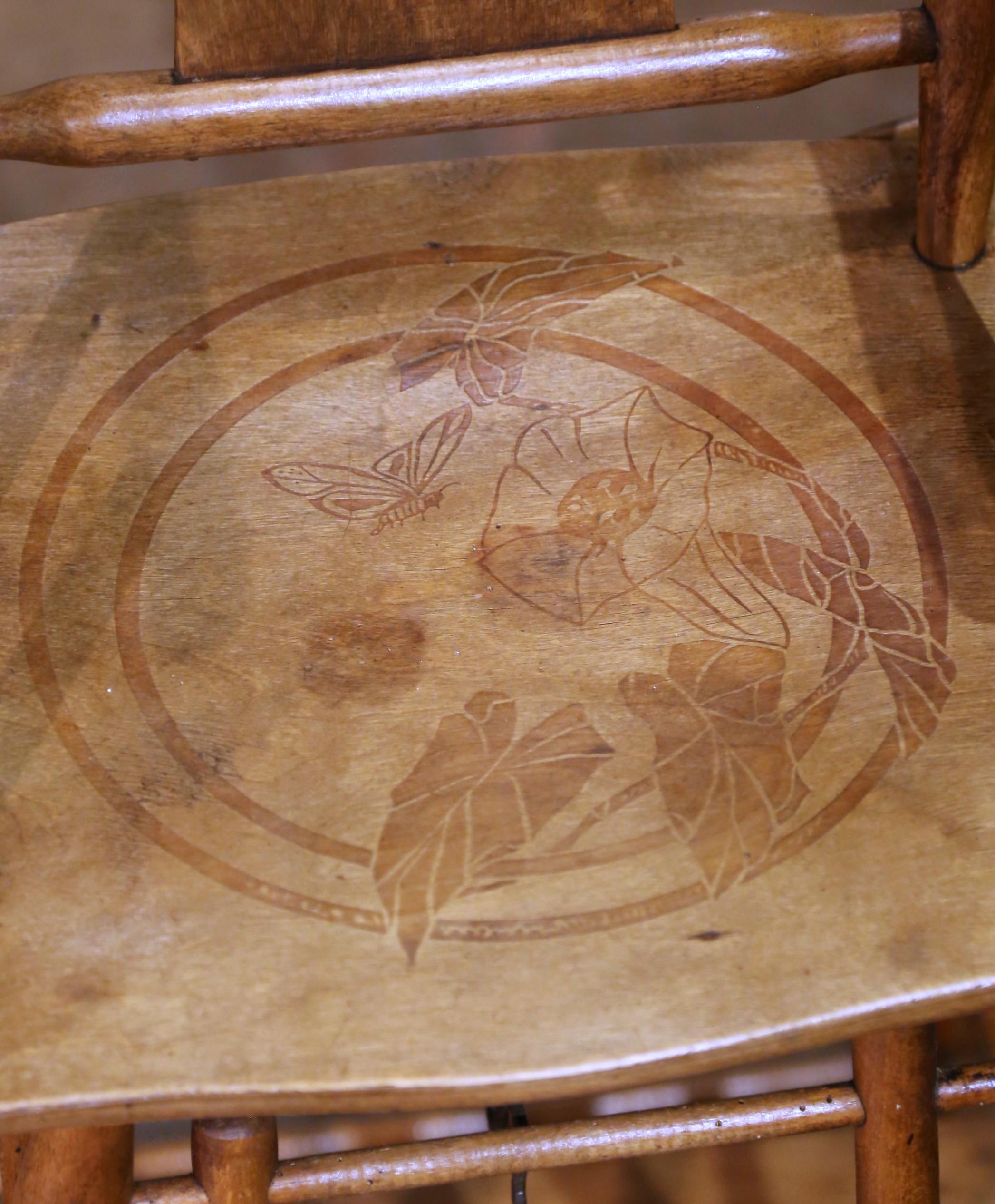 Sedia alta metamorfica francese Louis Philippe della metà del XIX secolo con decorazioni incise in vendita 4