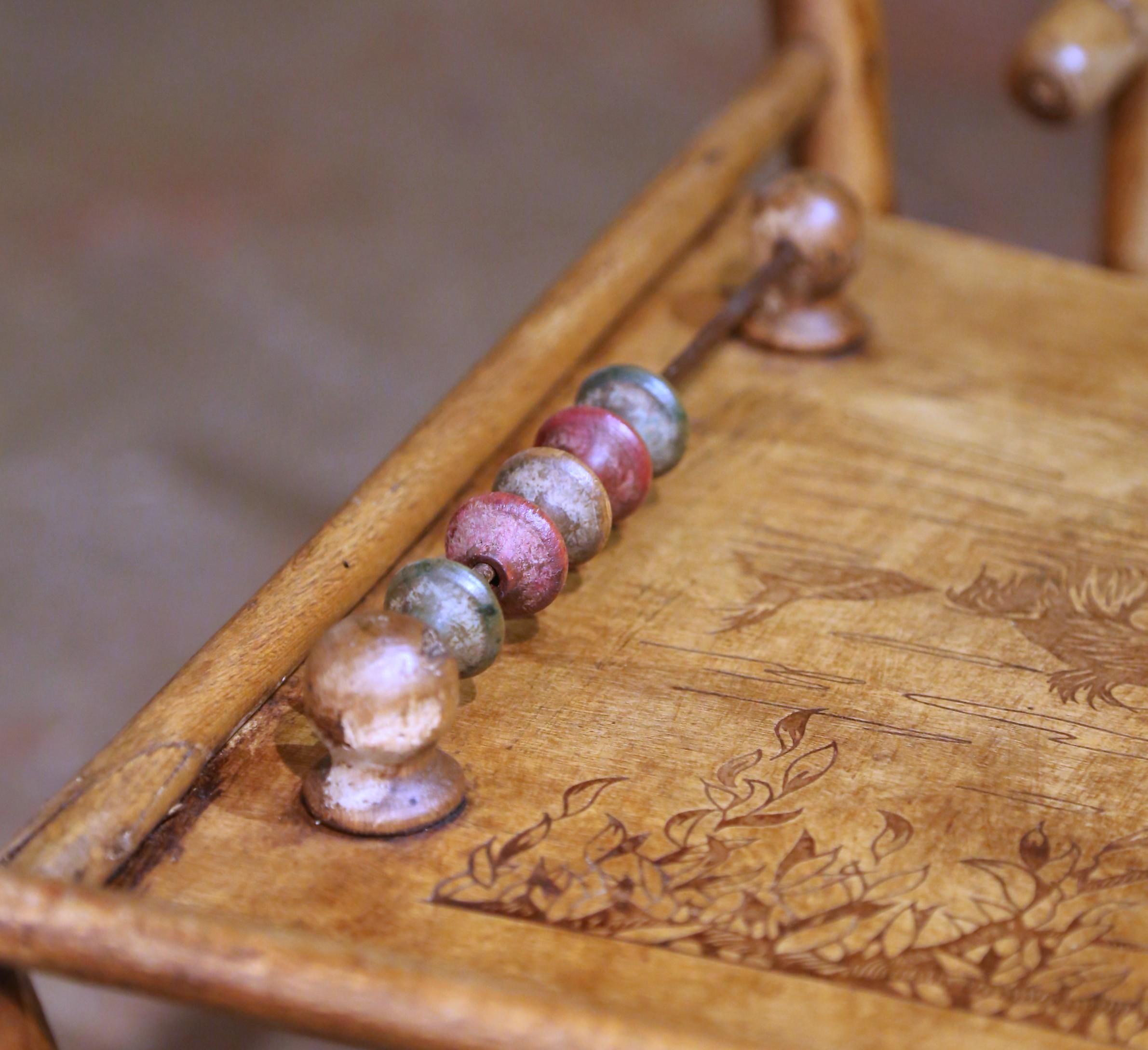 Sedia alta metamorfica francese Louis Philippe della metà del XIX secolo con decorazioni incise in vendita 7