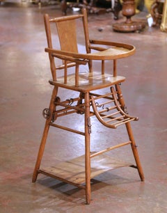 Mid-19th C. French Louis Philippe Metamorphic High Chair with Engraved Décor