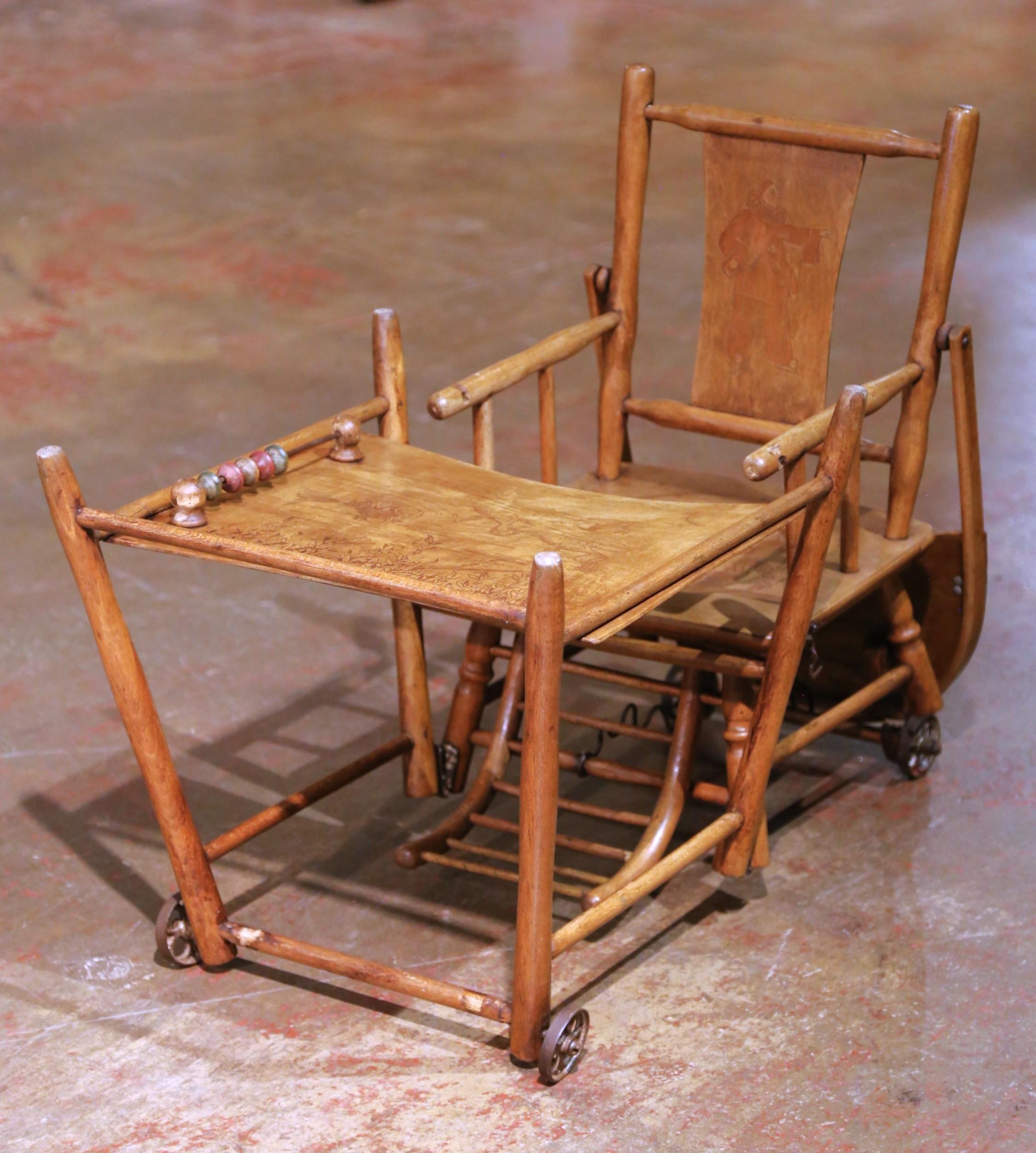 Luigi Filippo Sedia alta metamorfica francese Louis Philippe della metà del XIX secolo con decorazioni incise in vendita