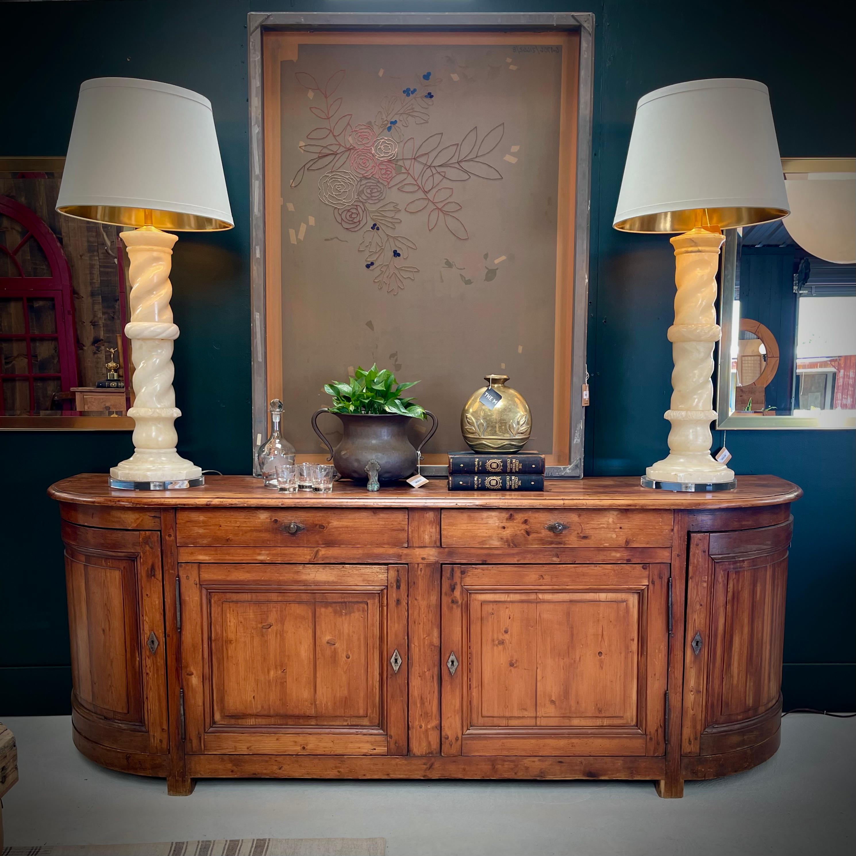 Wood Mid 19th C French Savoyard 4 door Curved Sideboard / Buffet, Console, Credenza For Sale