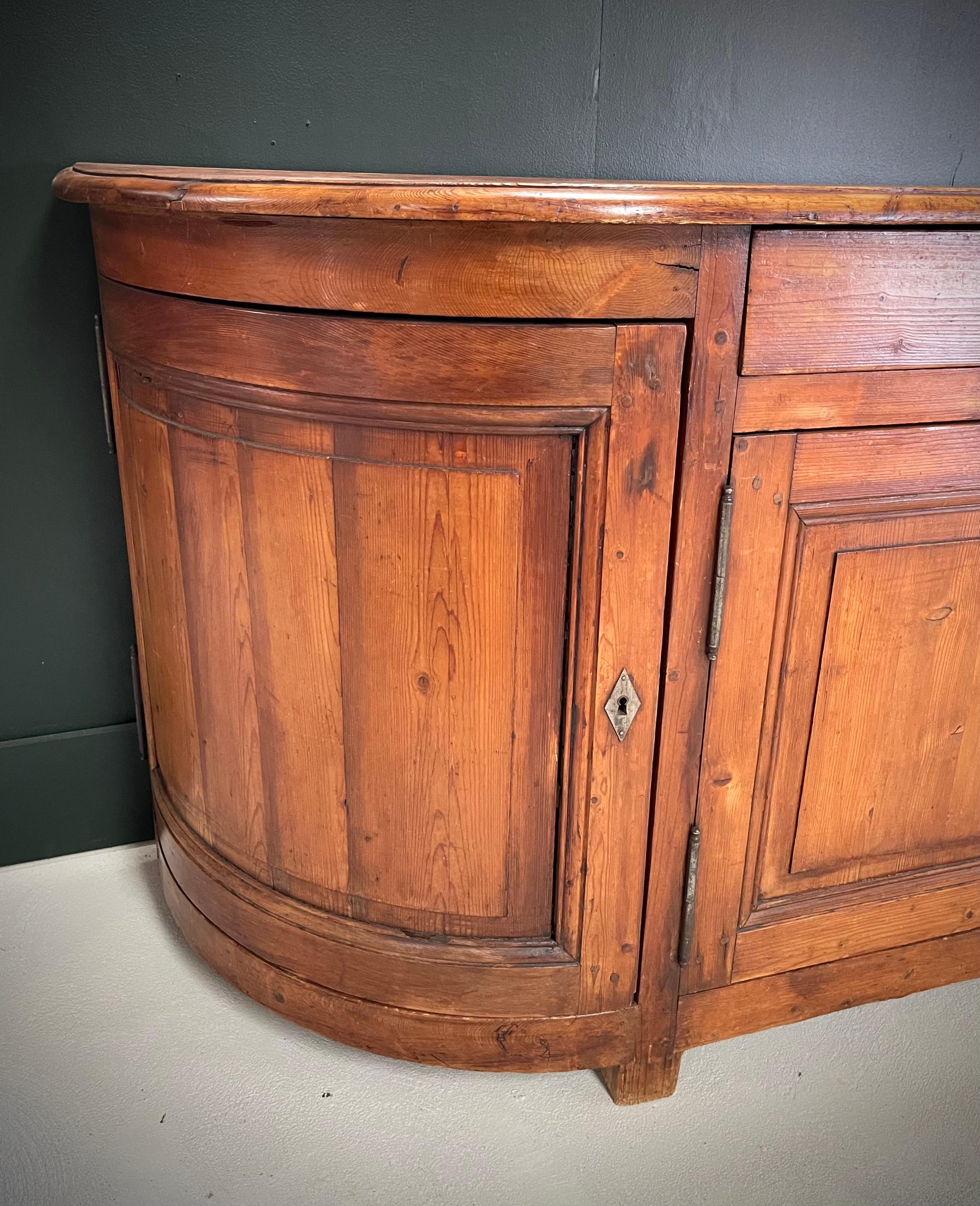 Mid 19th C French Savoyard 4 door Curved Sideboard / Buffet, Console, Credenza For Sale 2