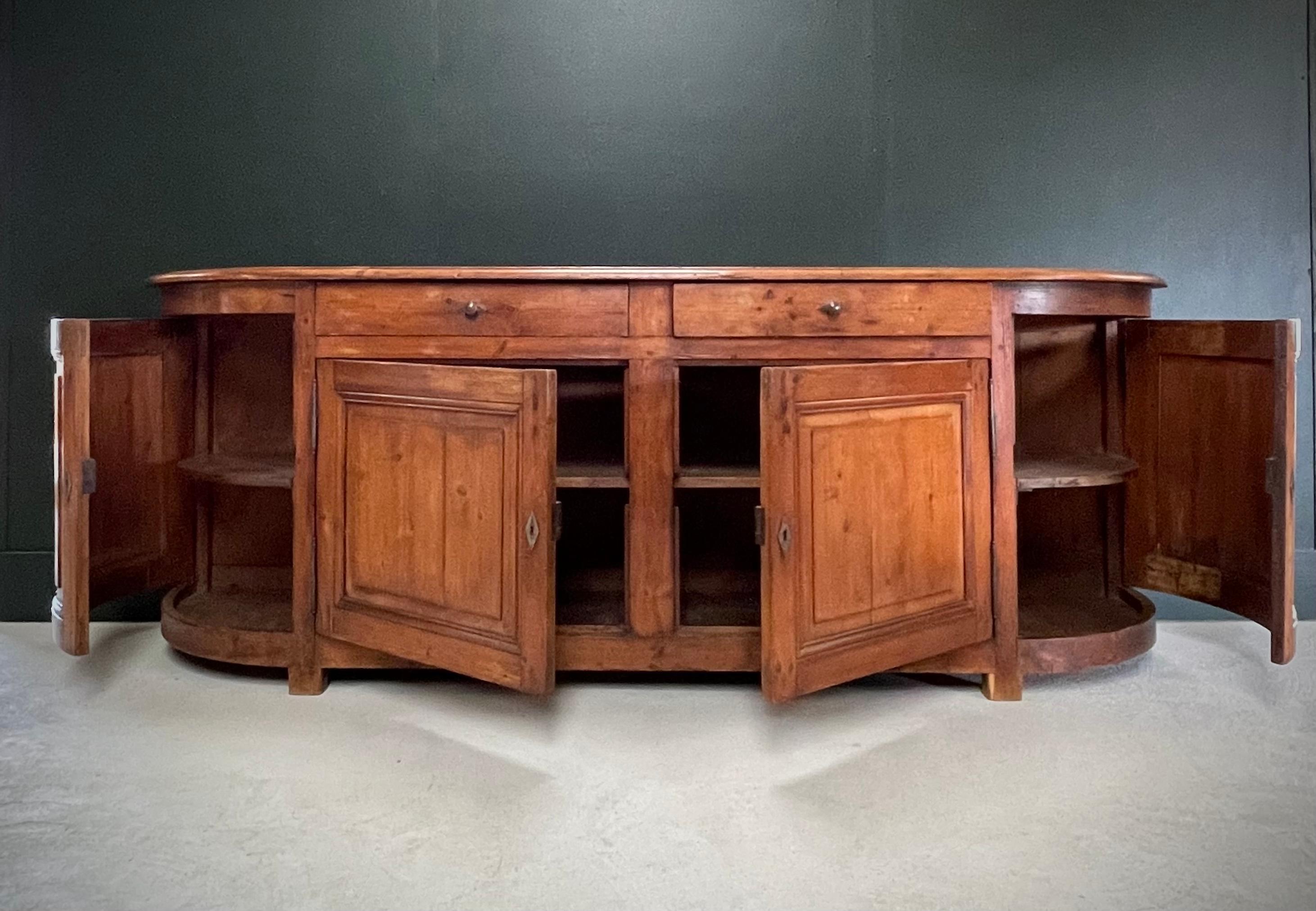 Mid 19th C French Savoyard 4 door Curved Sideboard / Buffet, Console, Credenza For Sale 3