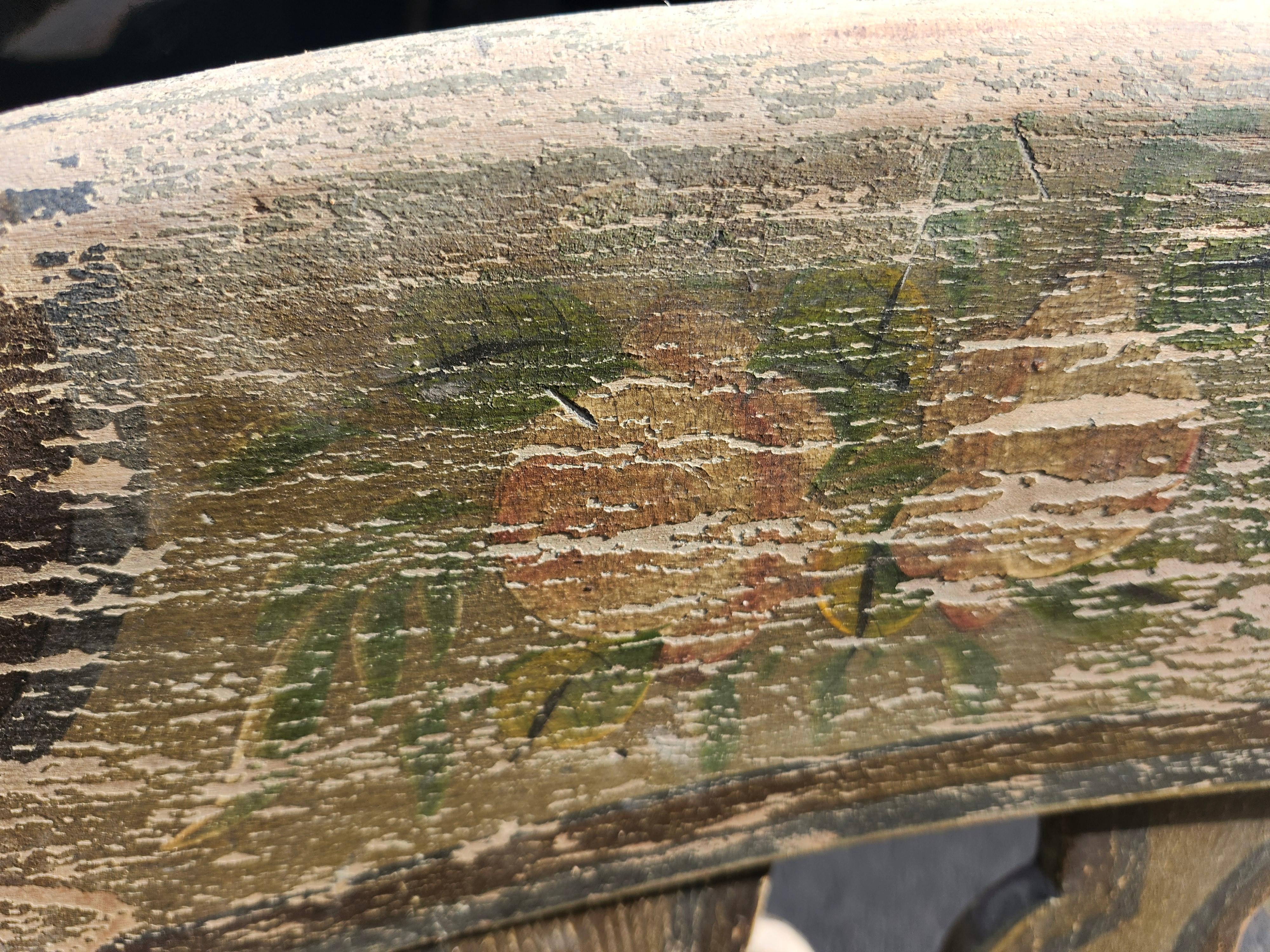 Mid 19th C Hand Crafted & Hand Painted Pennsylvania Plank Settle Original For Sale 7