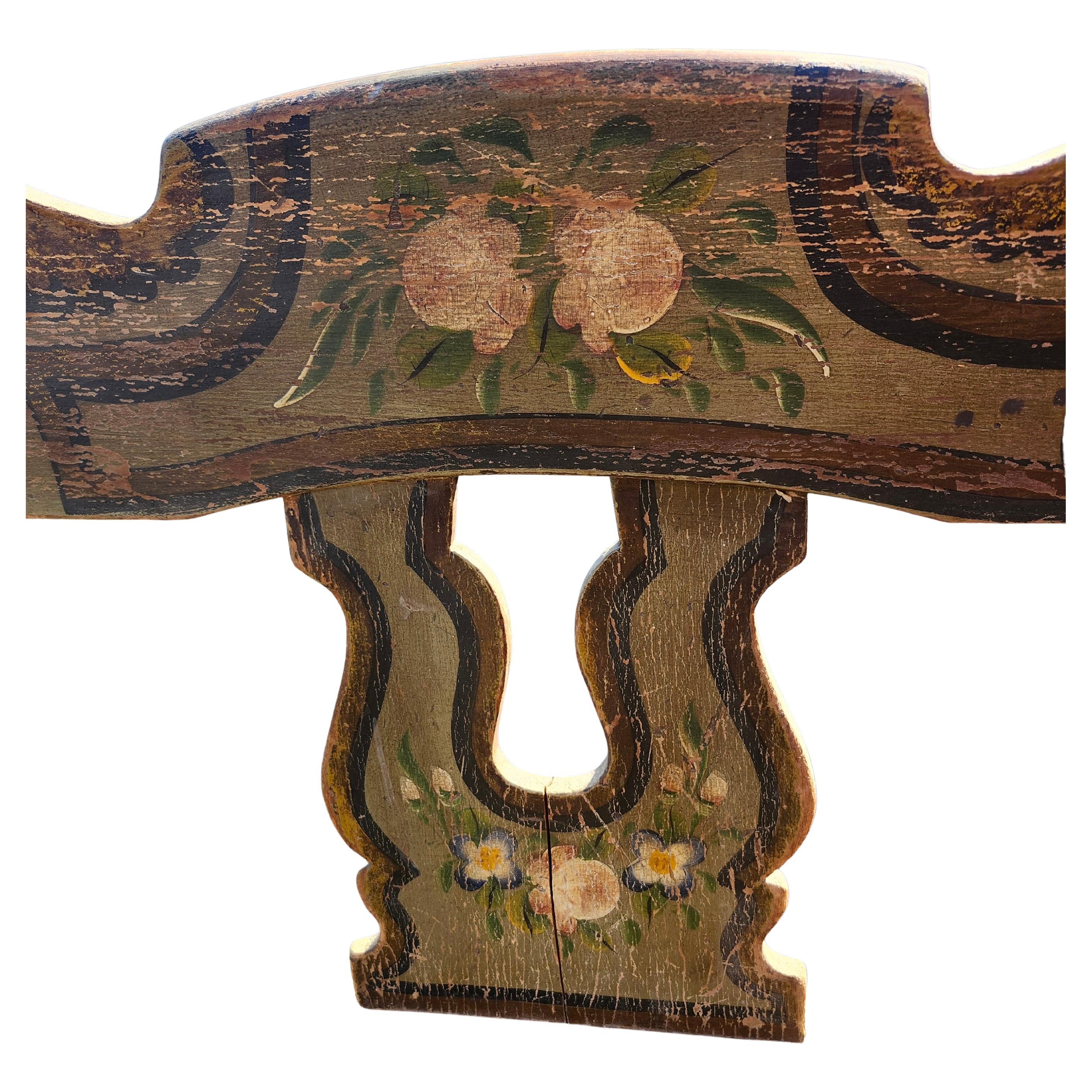 Mid-19th Century Mid 19th C Hand Crafted & Hand Painted Pennsylvania Plank Settle Original For Sale