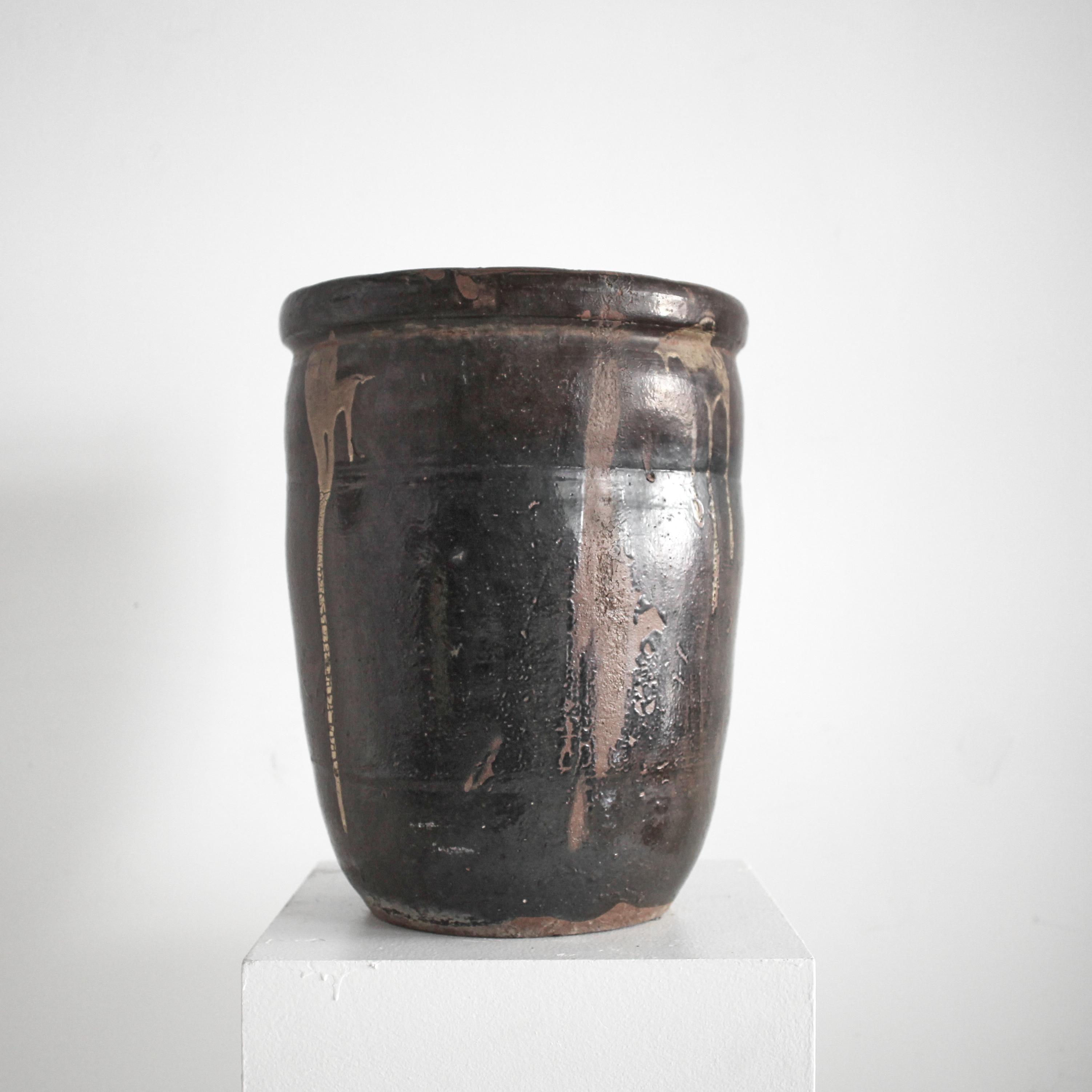 Mid 19Th C. Japanese Glazed Terracotta Vessel Wabi Sabi In Good Condition In London, GB