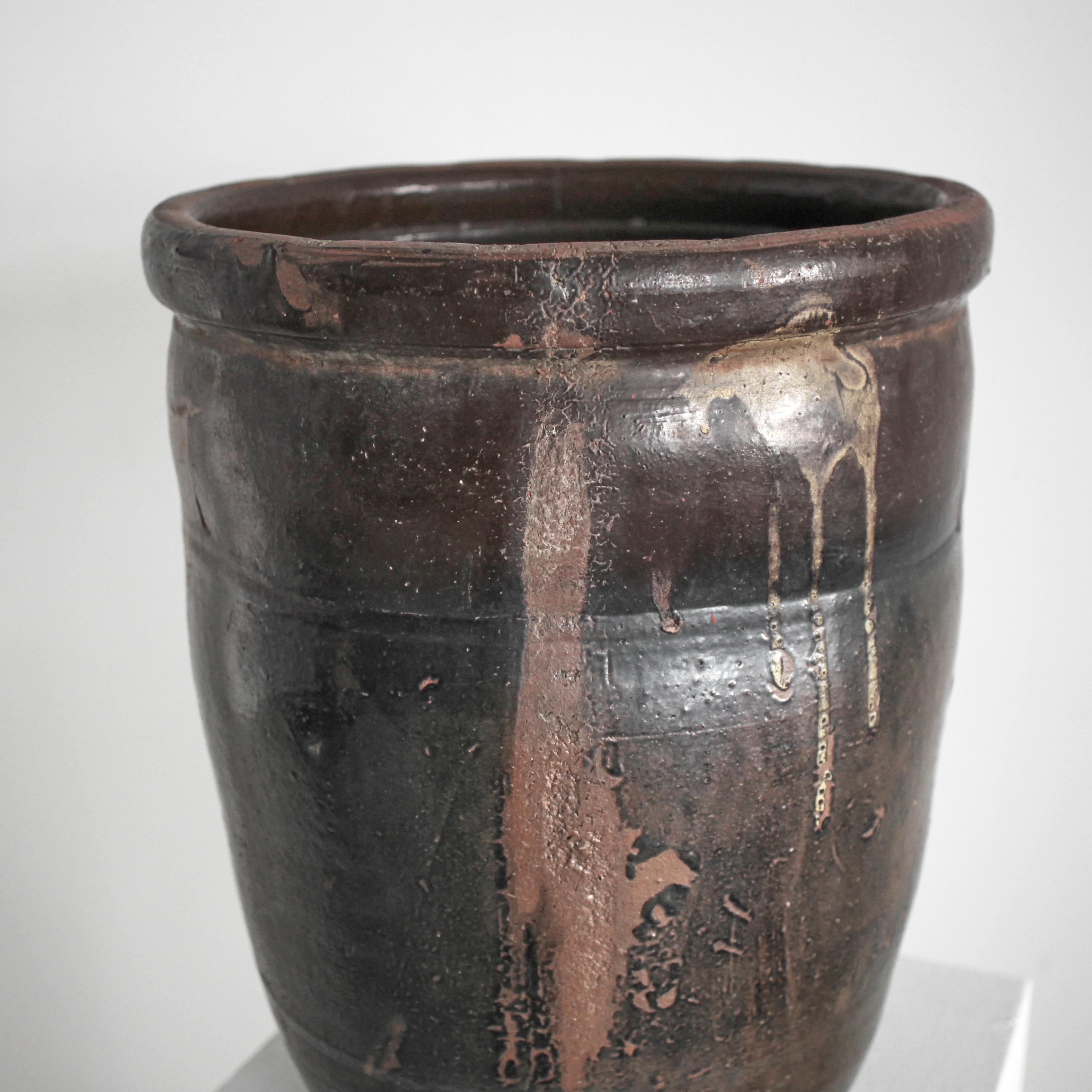 Mid-19th Century Mid 19Th C. Japanese Glazed Terracotta Vessel Wabi Sabi