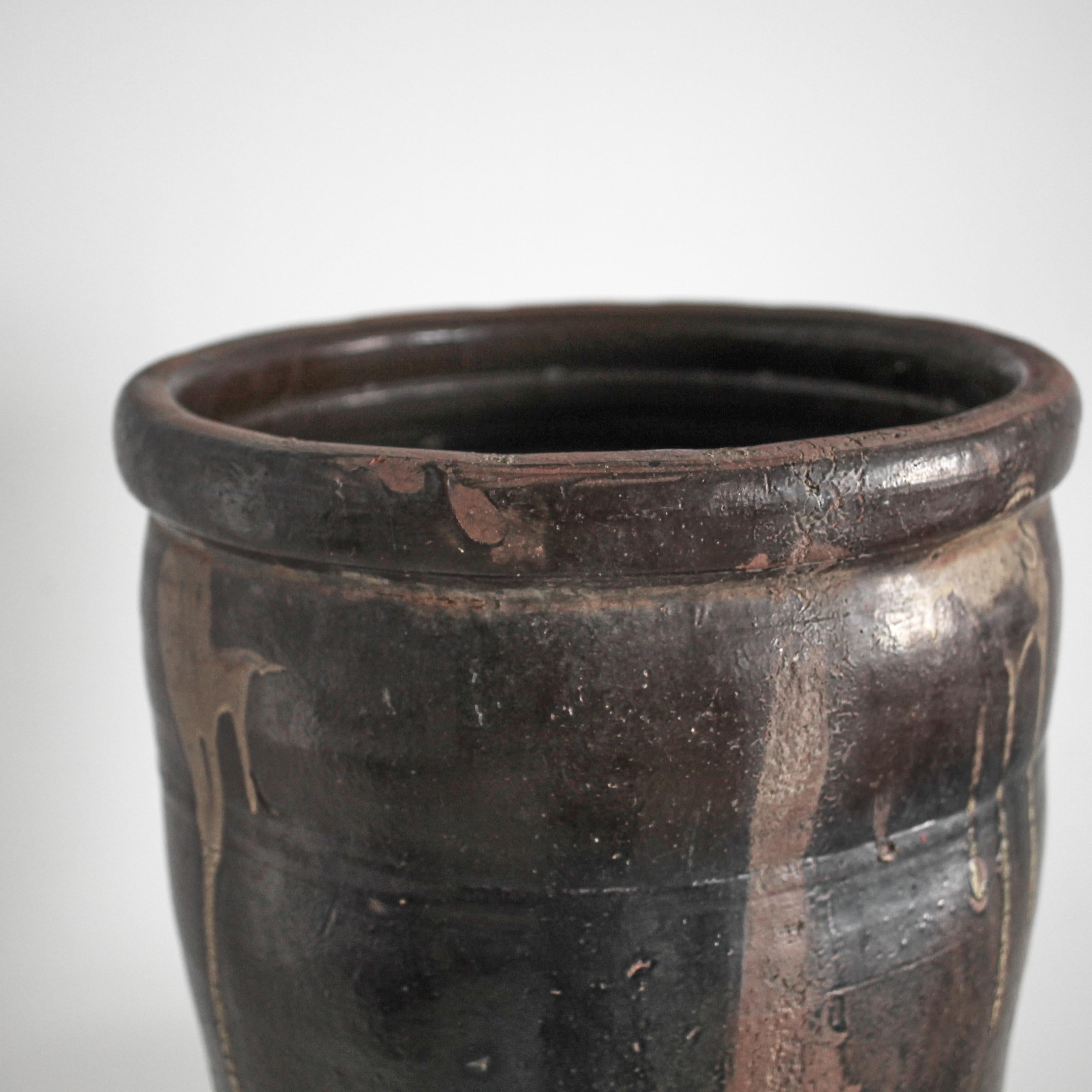 Mid 19Th C. Japanese Glazed Terracotta Vessel Wabi Sabi 1
