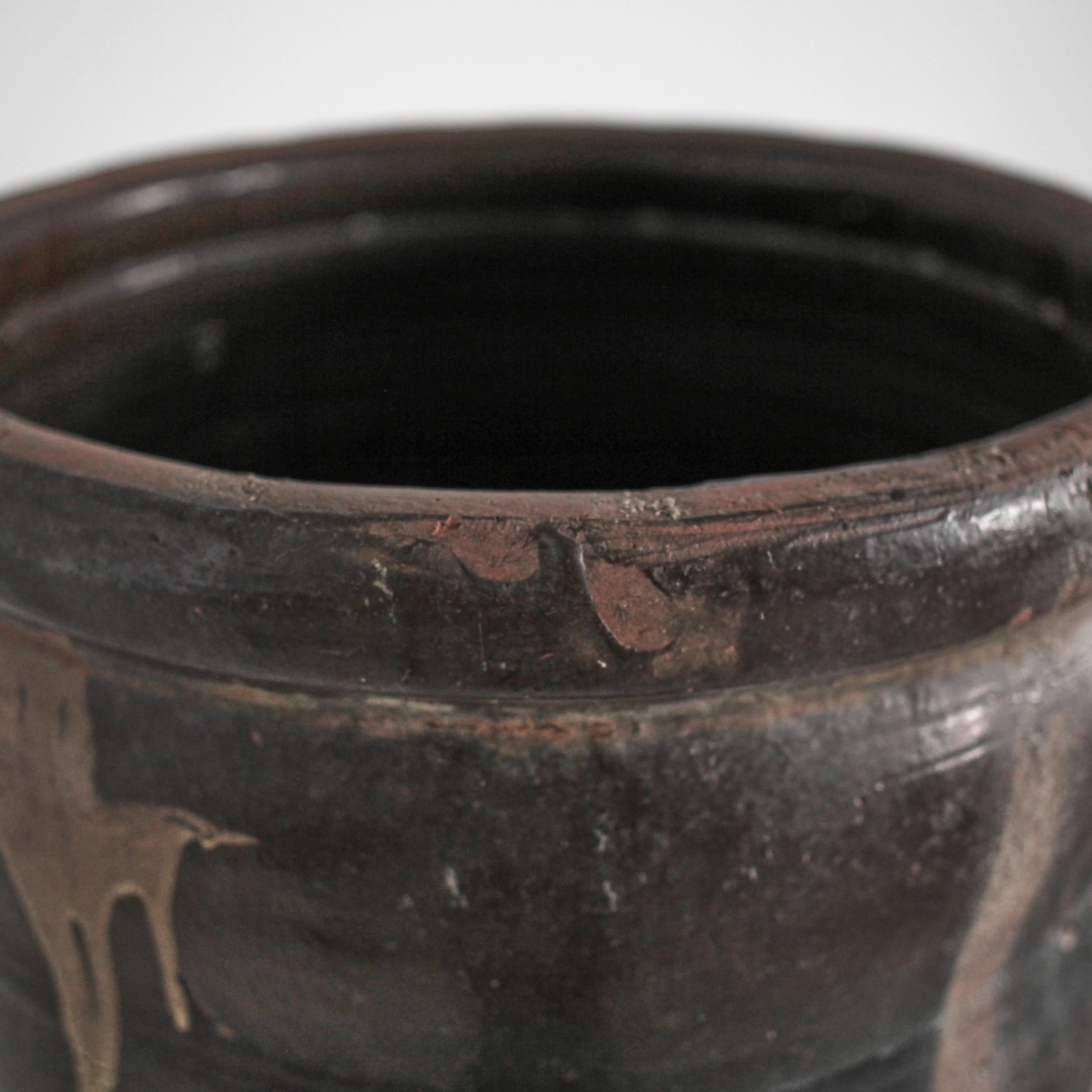 Mid 19Th C. Japanese Glazed Terracotta Vessel Wabi Sabi 2
