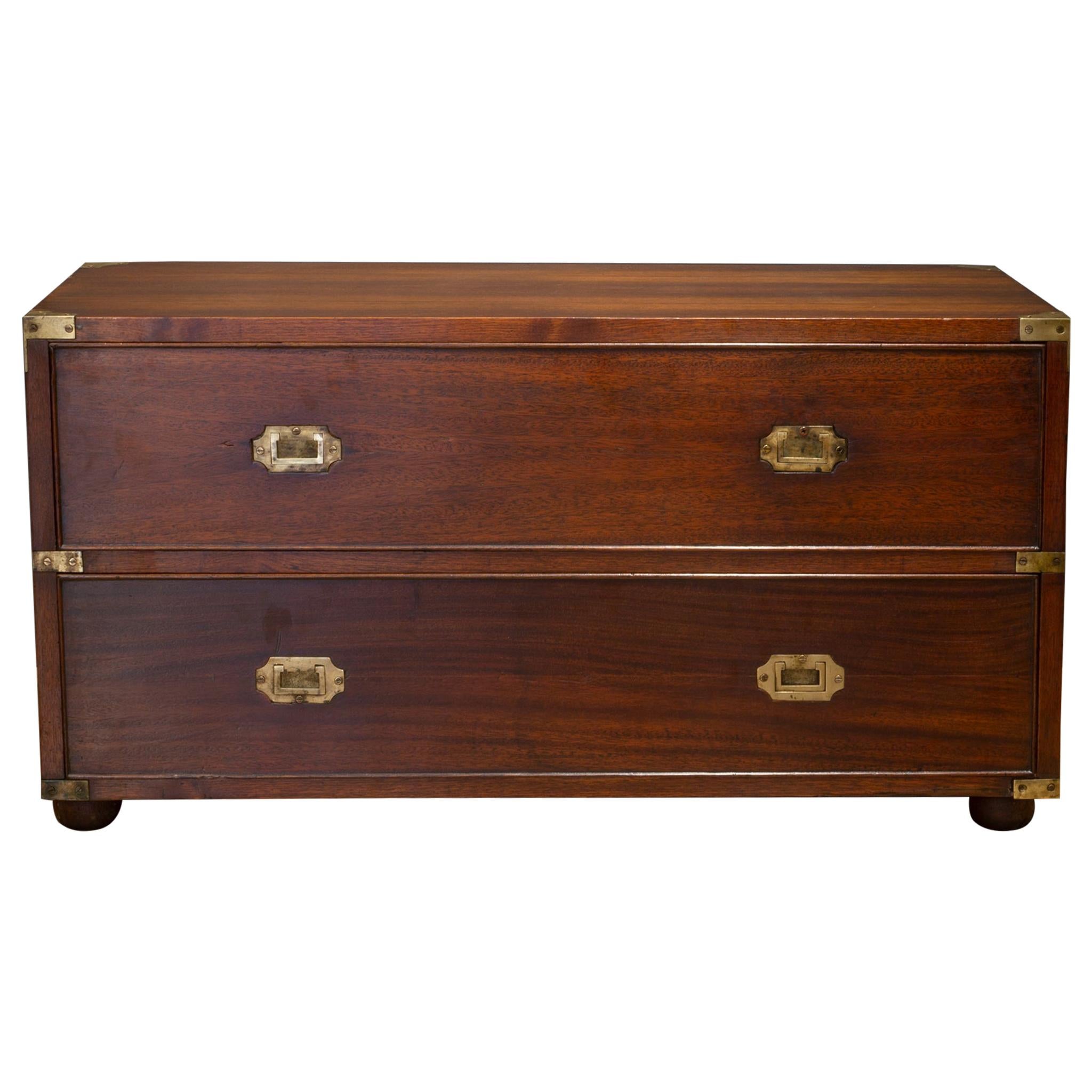 Mid-19th Century Mahogany and Brass Campaign Chest, circa 1850s