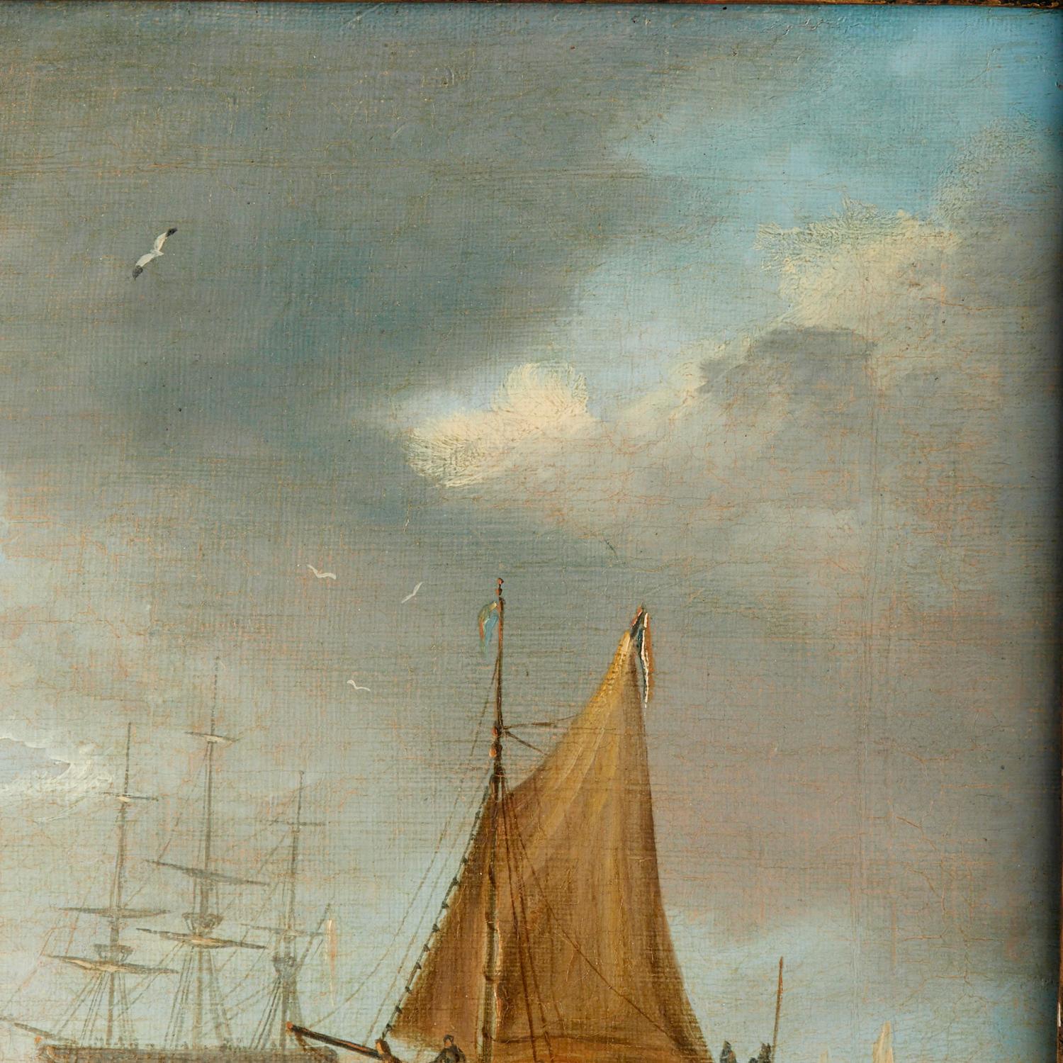 Peint à la main Peinture à l'huile sur toile du milieu du 19ème siècle - paysage maritime Manner of Adolphus Knell en vente