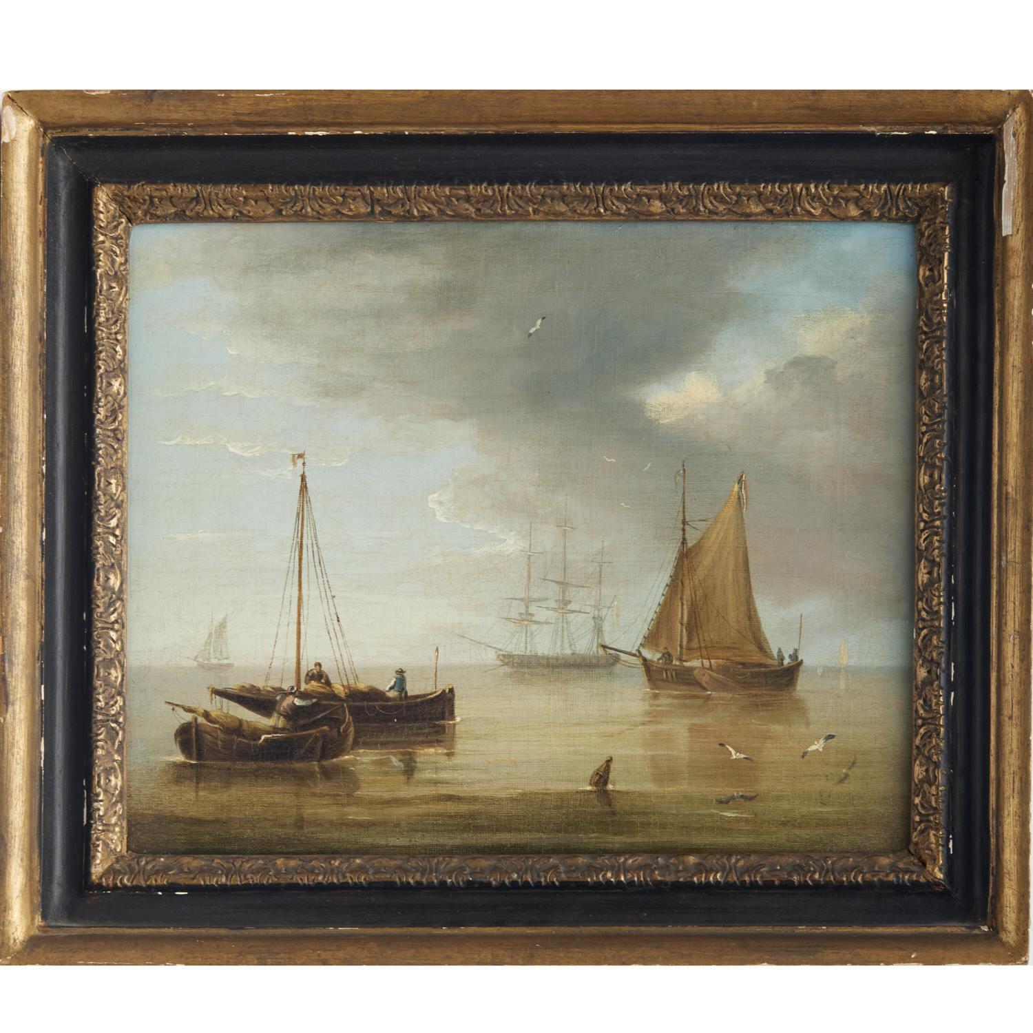 Toile Peinture à l'huile sur toile du milieu du 19ème siècle - paysage maritime Manner of Adolphus Knell en vente