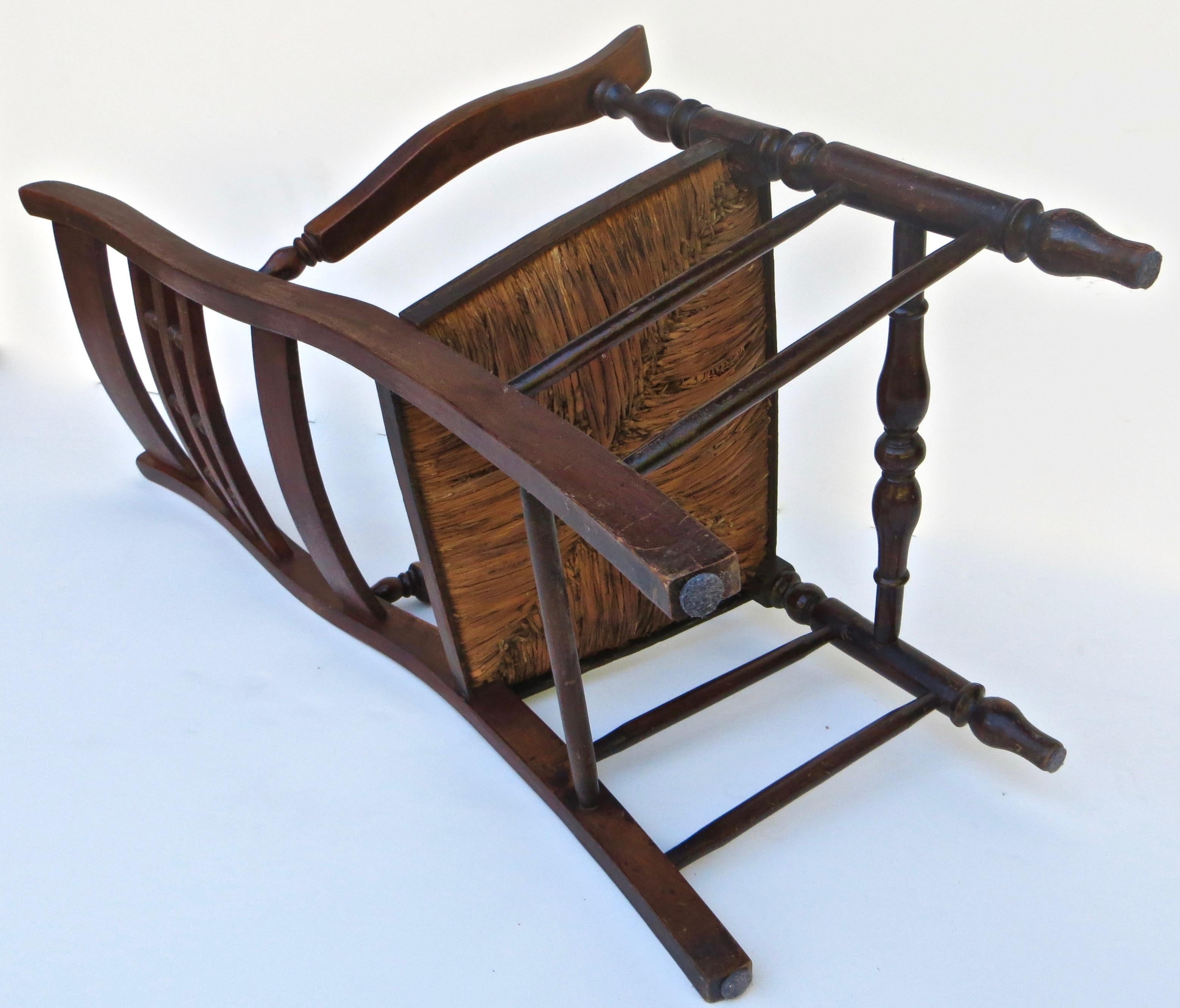 Hand-Carved Mid 19th C. Rush Seated Ladder Back Chair. English, circa 1850 For Sale